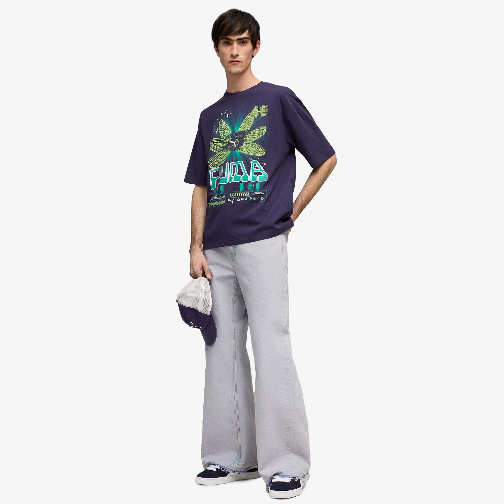 Puma Graphic  Erkek Mor T-Shirt