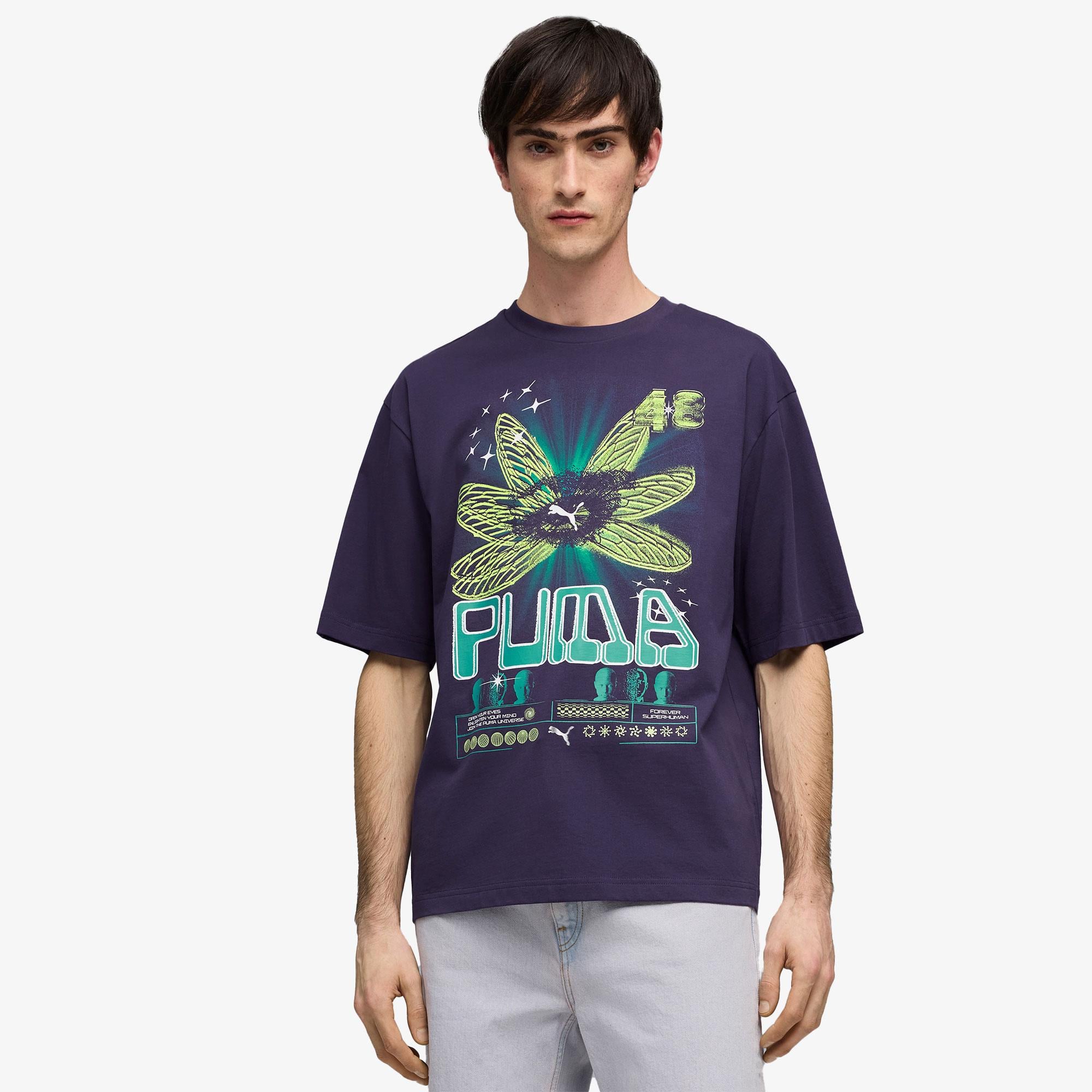 Puma Graphic  Erkek Mor T-Shirt