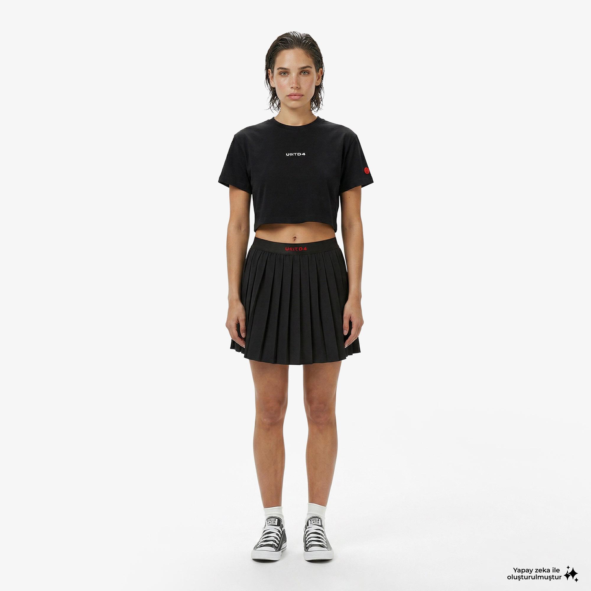 UNITED4 Regular Fit Kadın Siyah T-Shirt