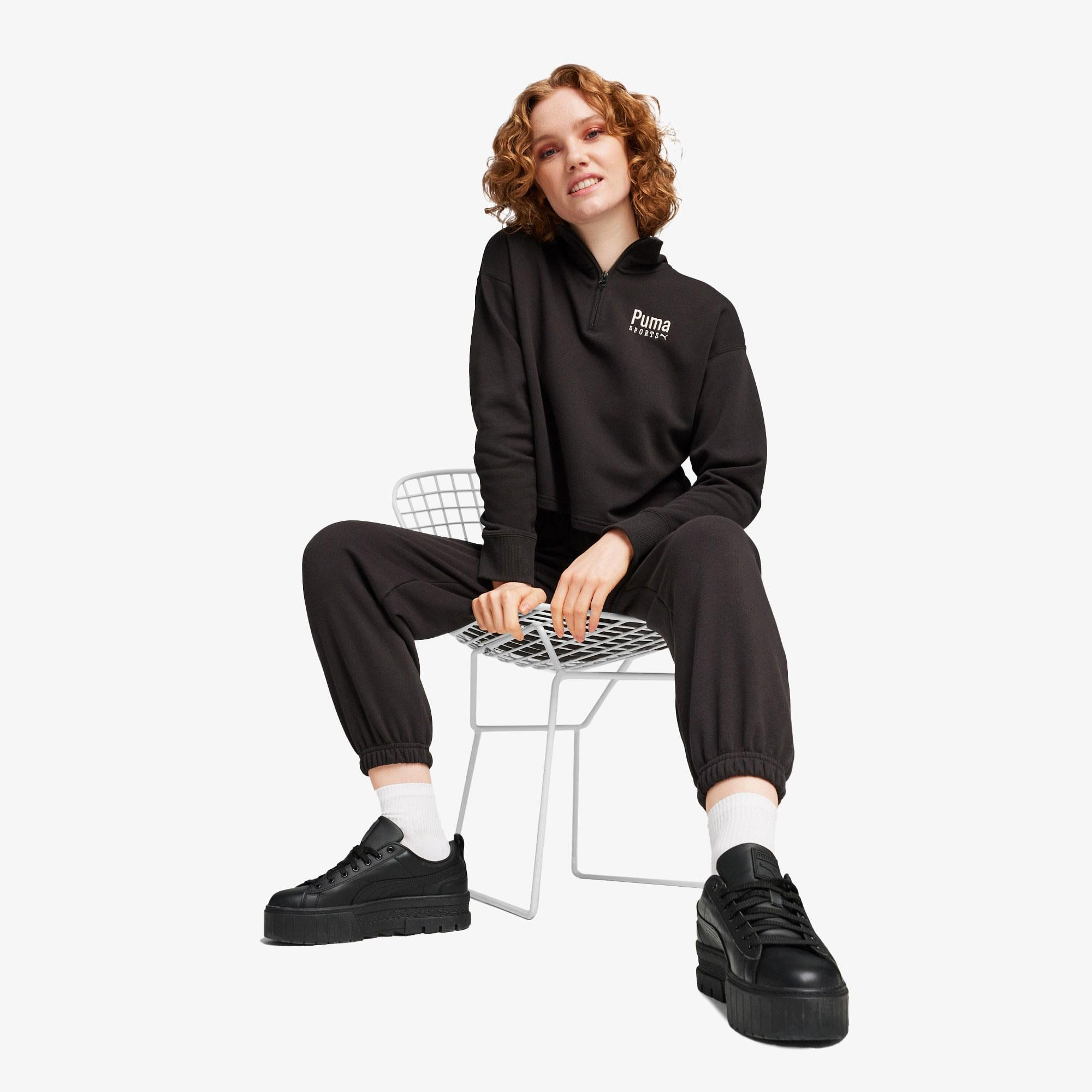 Puma Team Half Zip Crew Kadın Bej Sweatshirt