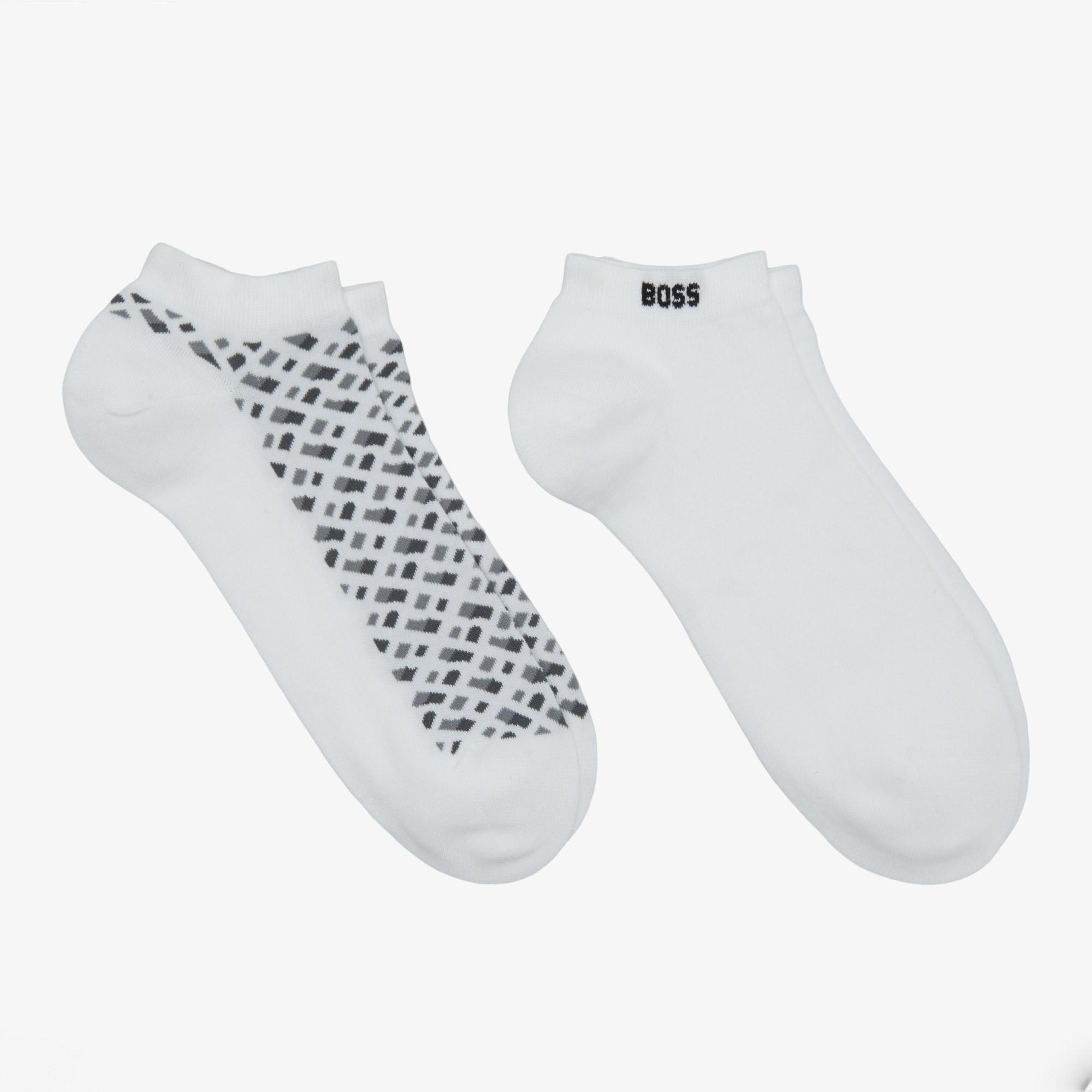Boss 2'li Monogram Erkek Beyaz Çorap