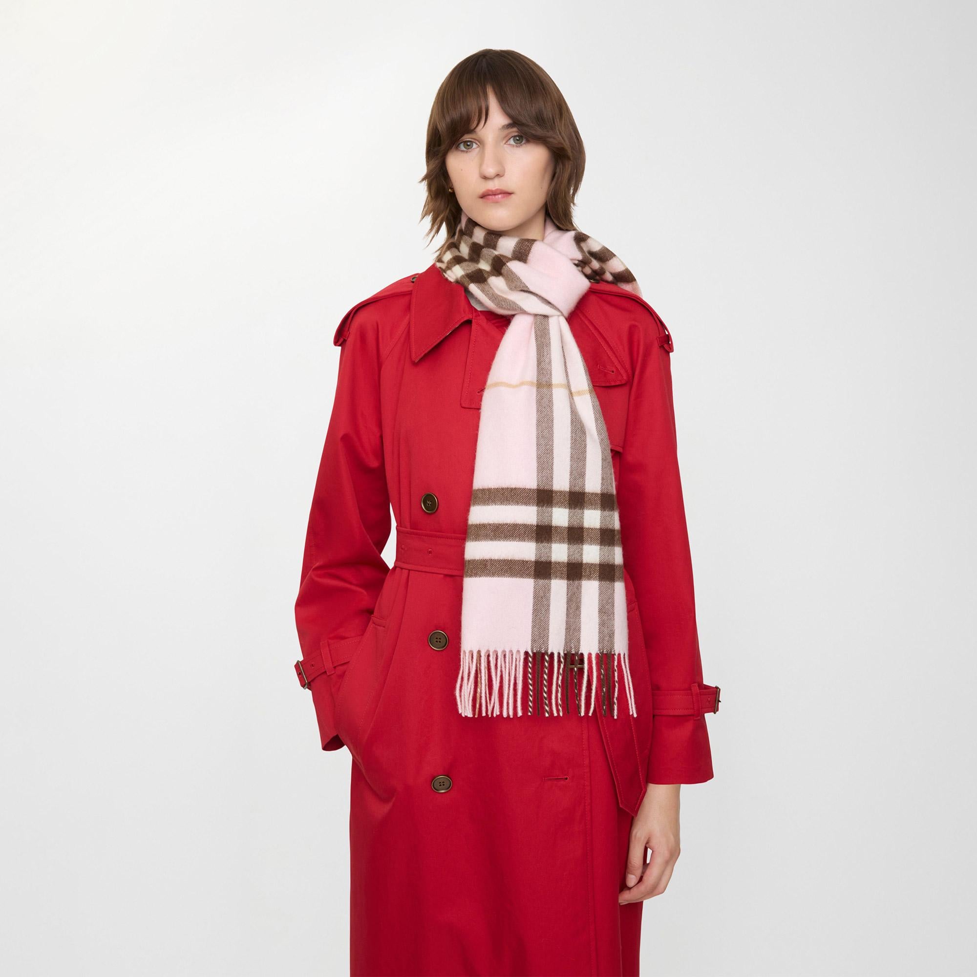 Burberry Check Cashmere Kadın Pembe Atkı