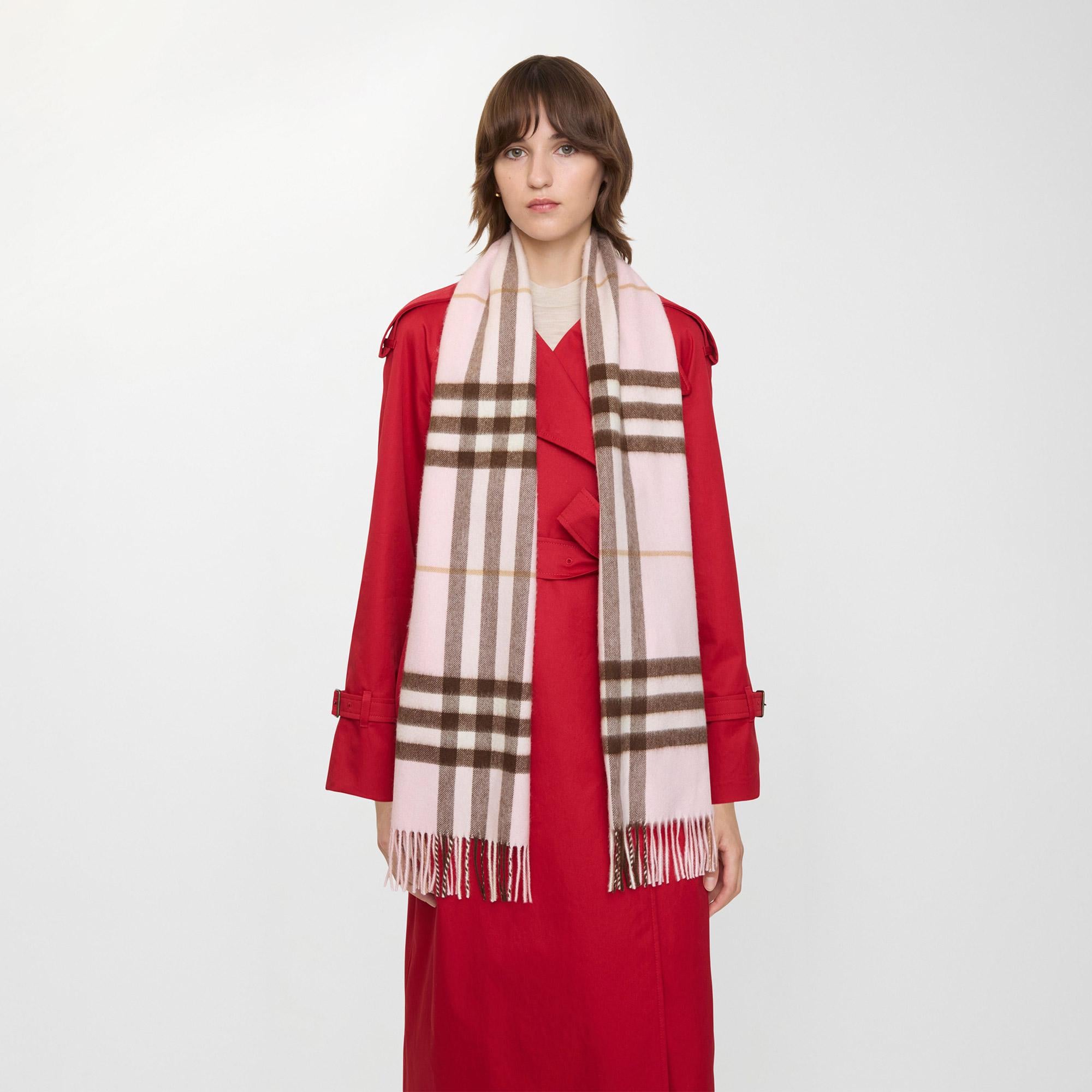 Burberry Check Cashmere Kadın Pembe Atkı
