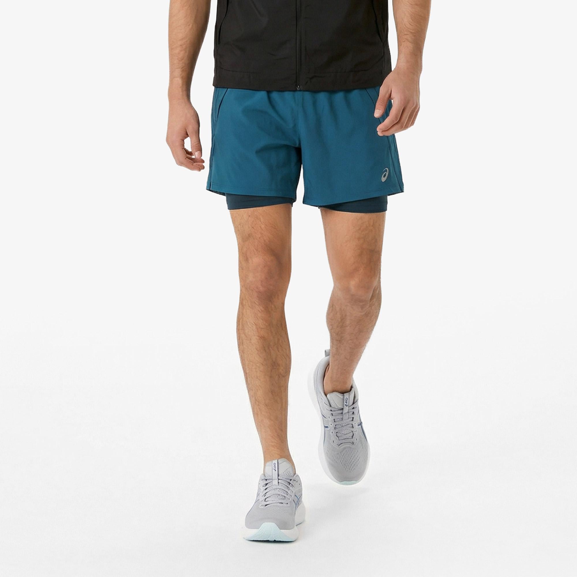 Asics Road 2-N-1 5in Erkek Mavi Koşu Şortu
