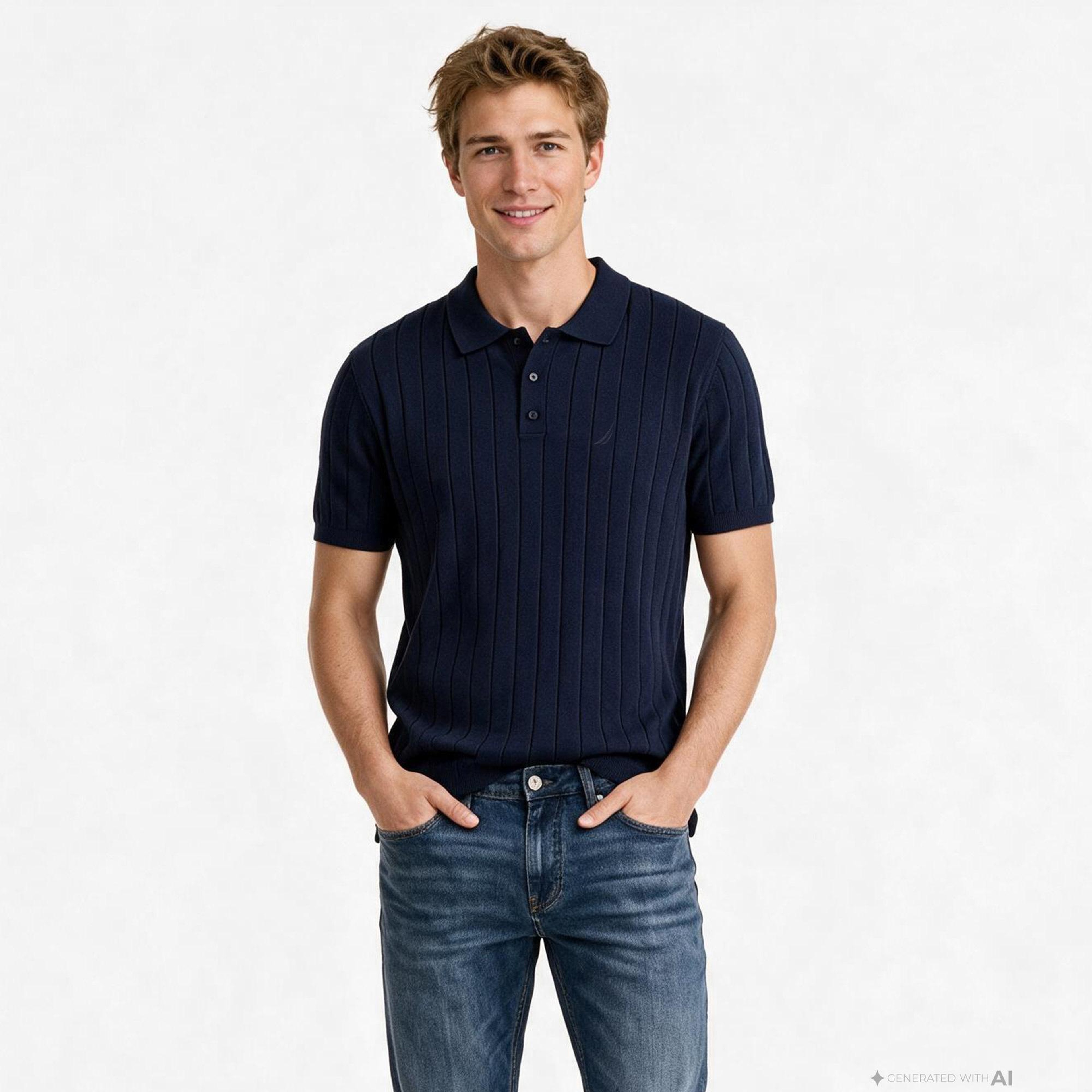 Nautica Erkek Lacivert Regular Fit Triko