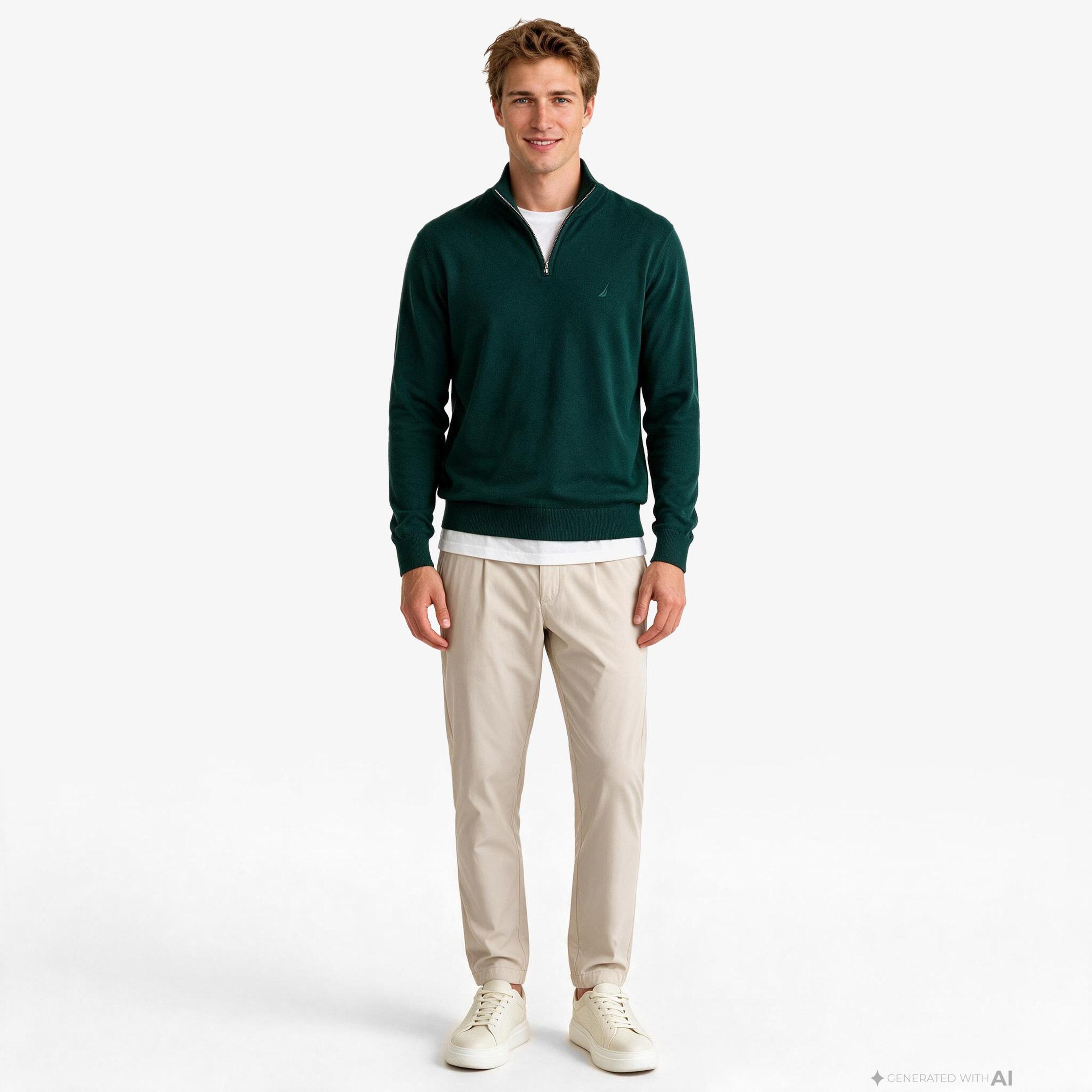 Nautica Erkek Yeşil Regular Fit Triko