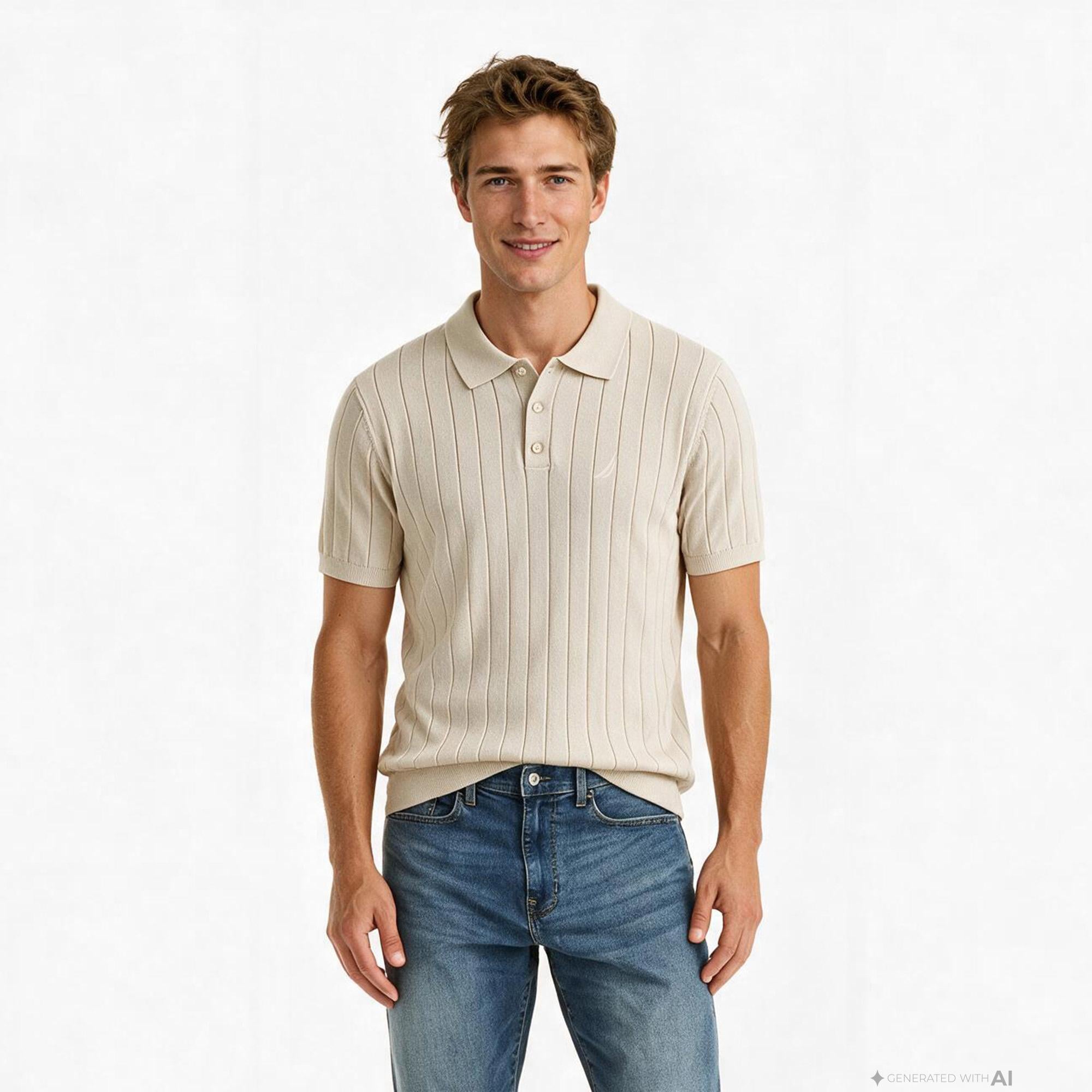 Nautica Erkek Bej Regular Fit Triko