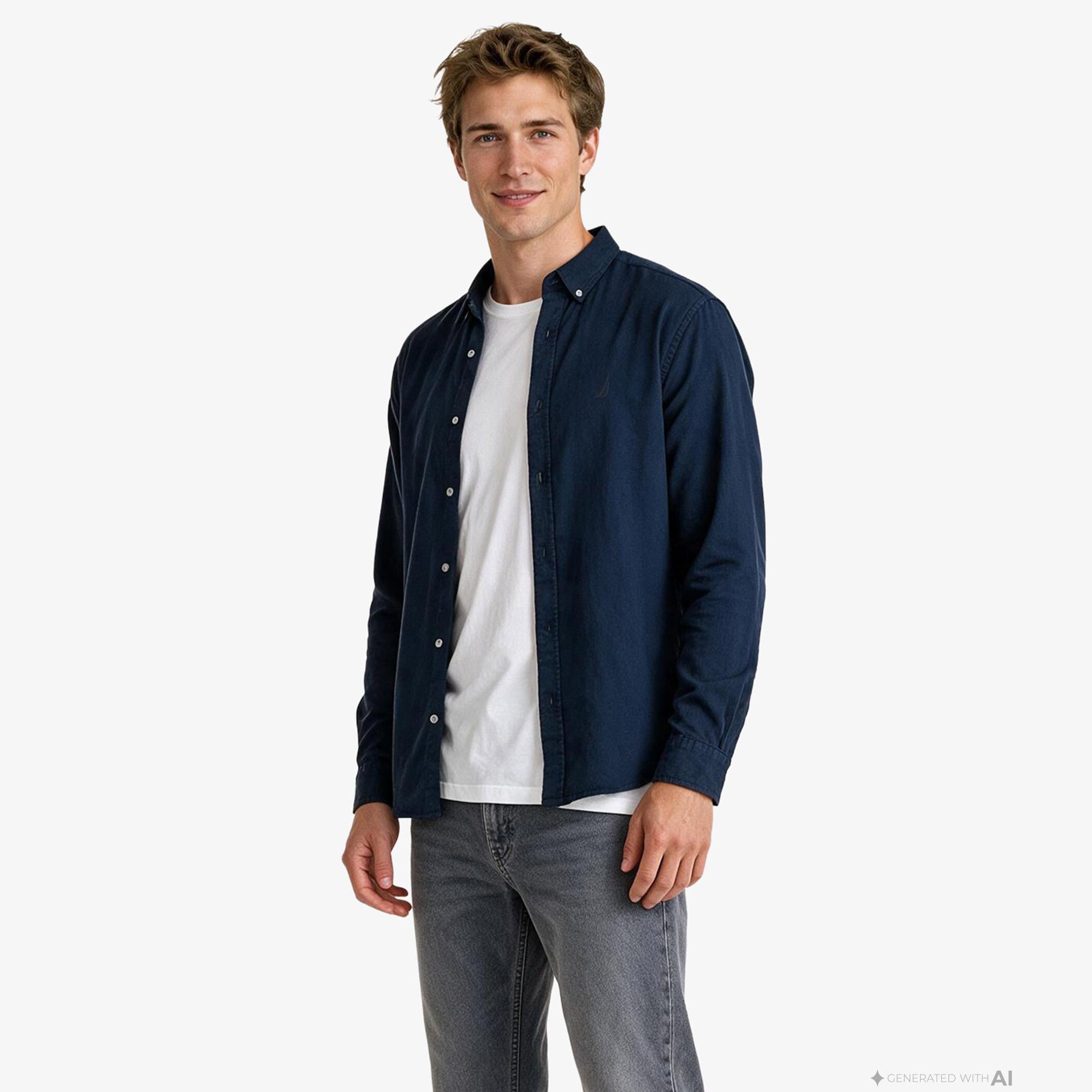 Nautica Erkek Lacivert Regular Fit Gömlek