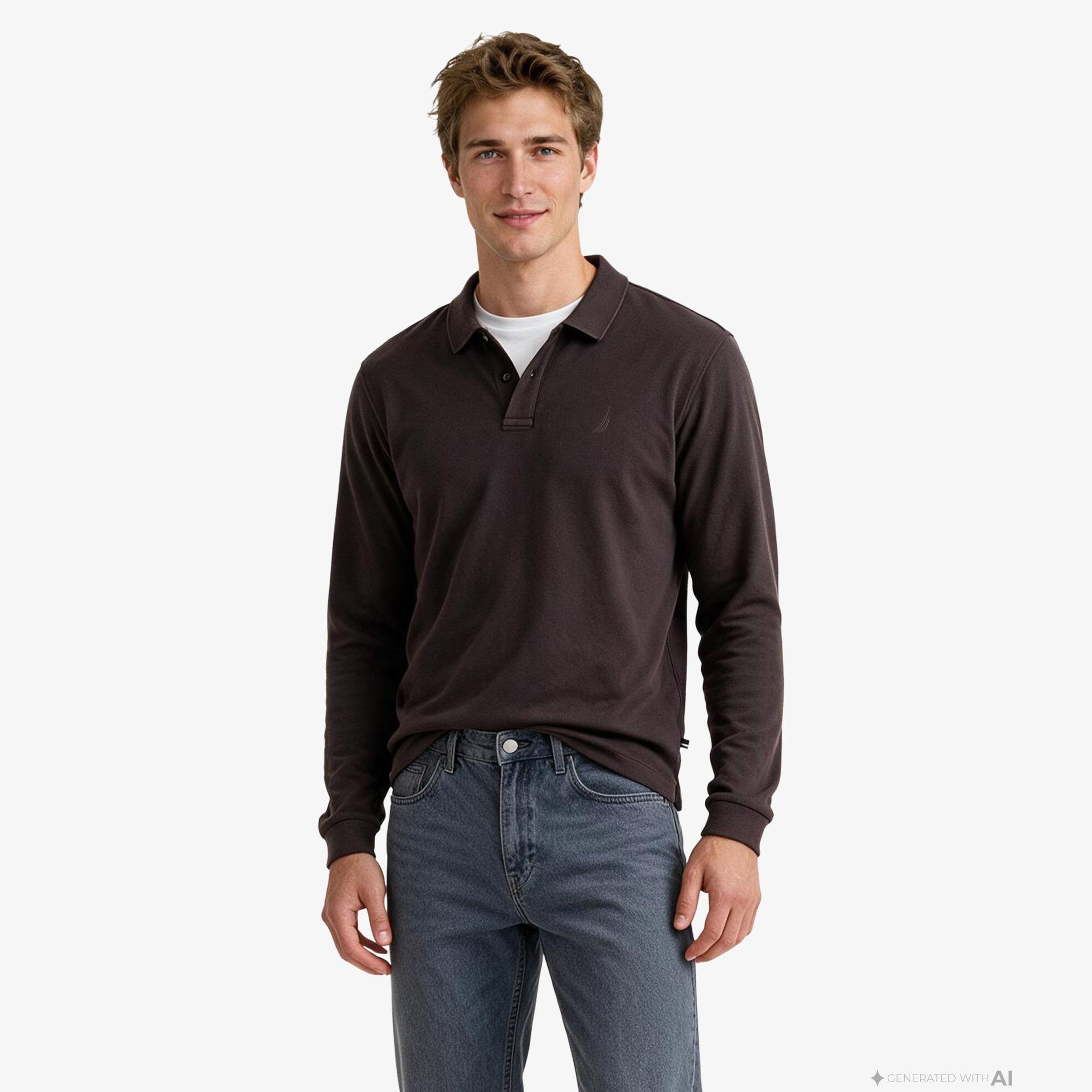 Nautica Erkek Kahverengi Regular Fit Polo Yaka T-Shirt