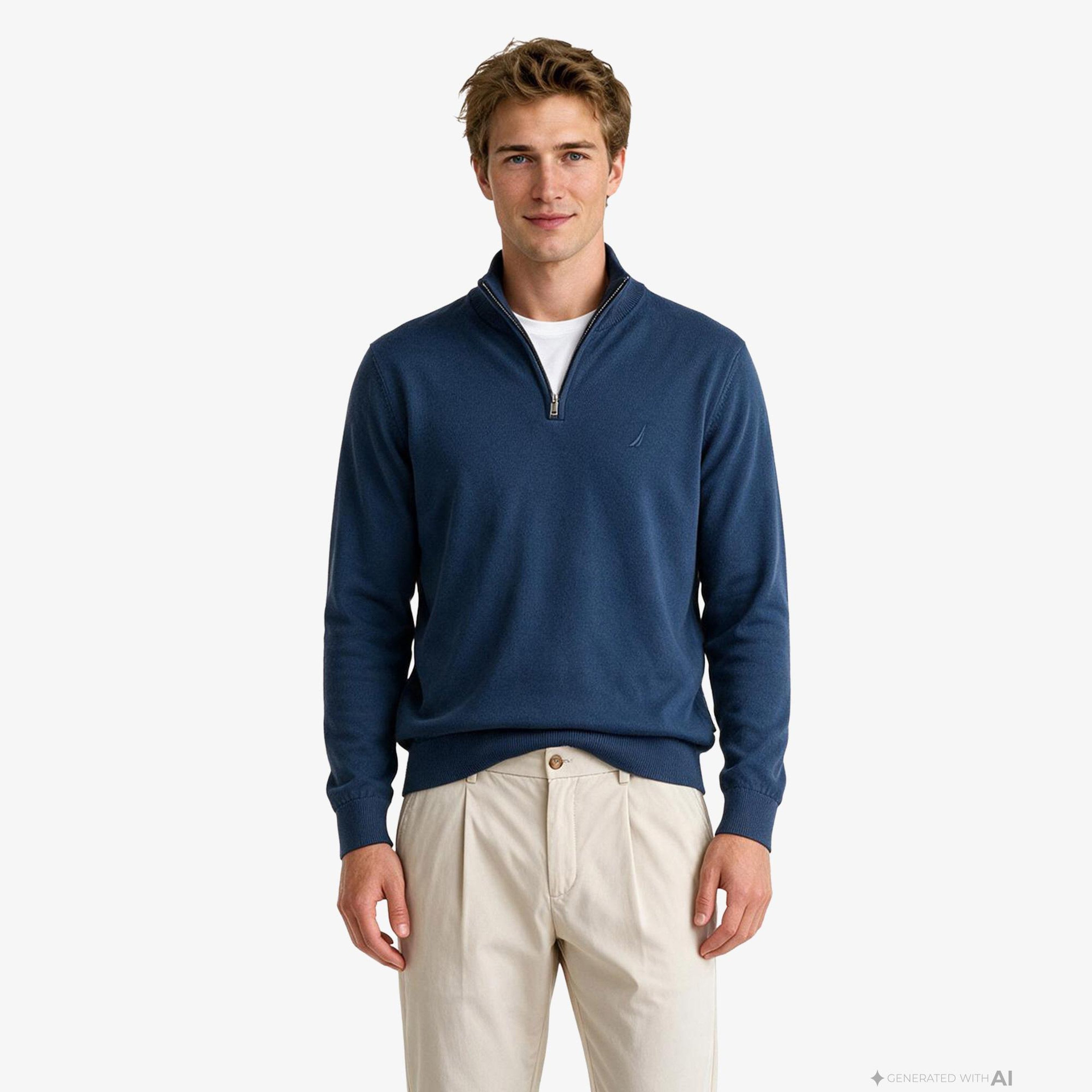 Nautica Erkek Mavi Regular Fit Triko