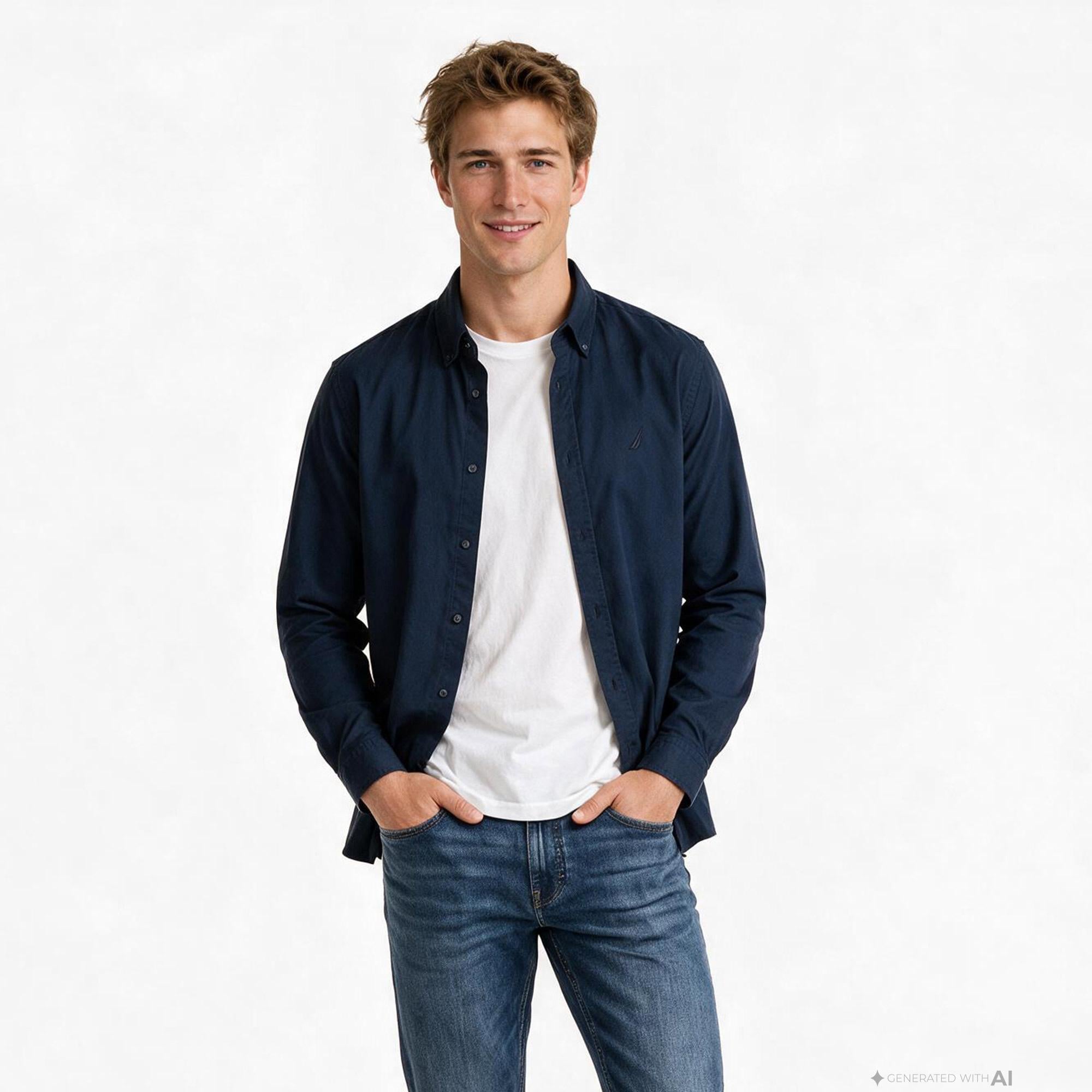 Nautica Erkek Lacivert Regular Fit Gömlek