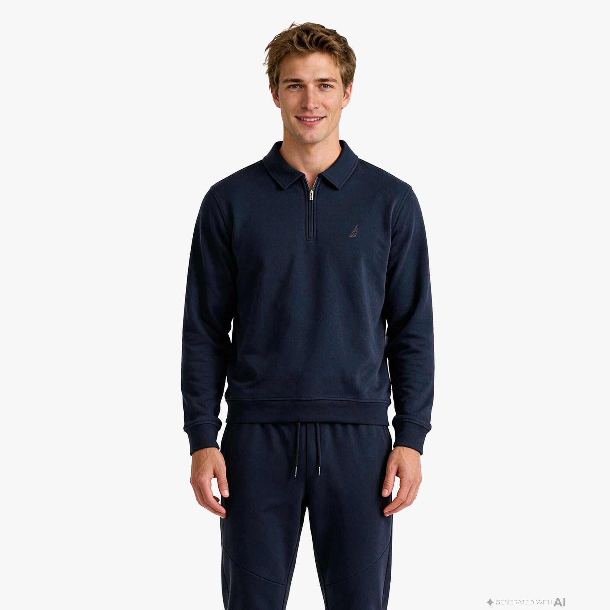 Nautica Erkek Lacivert Polo Yaka Sweatshirt