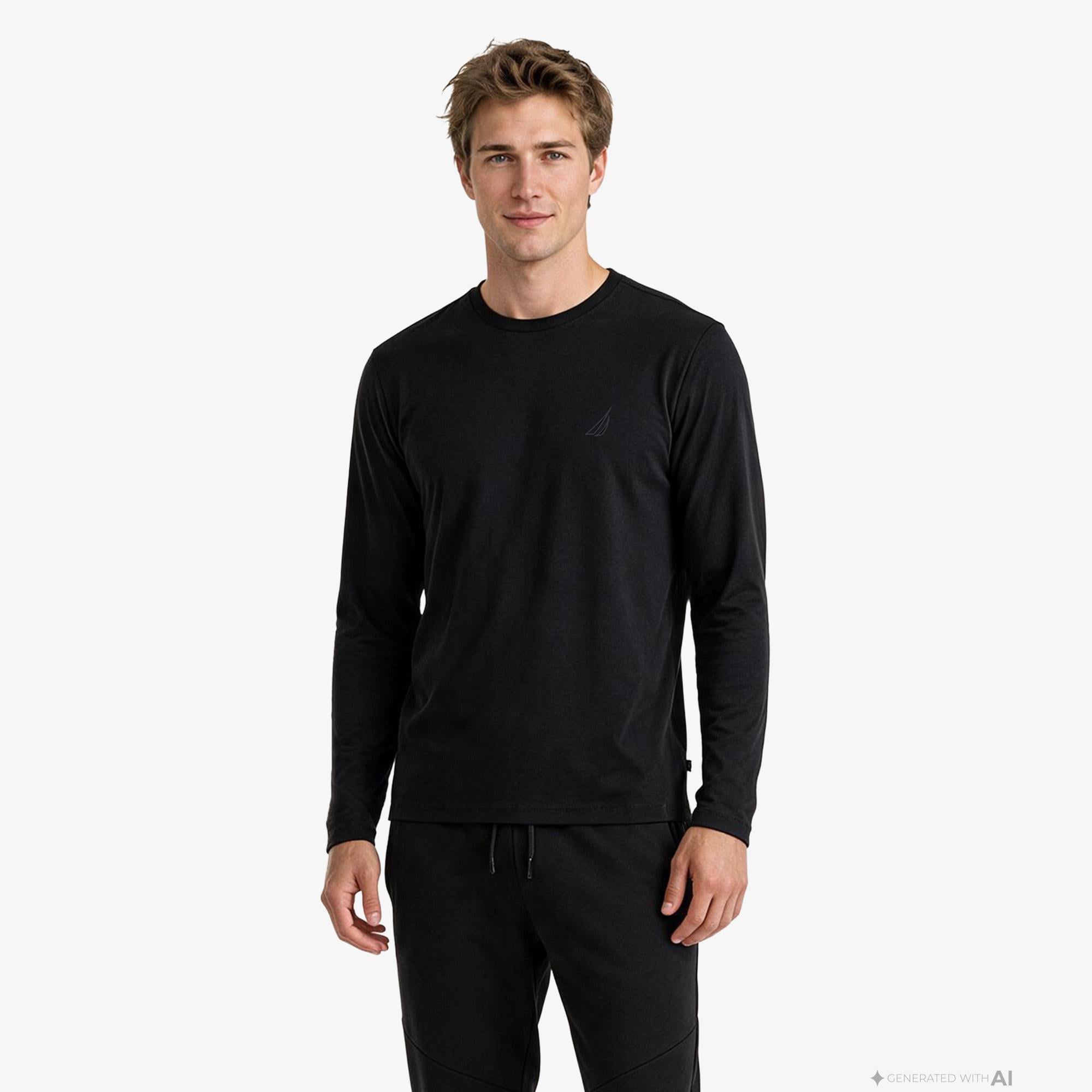 Nautica Erkek Siyah Regular Fit Uzun Kollu T-Shirt