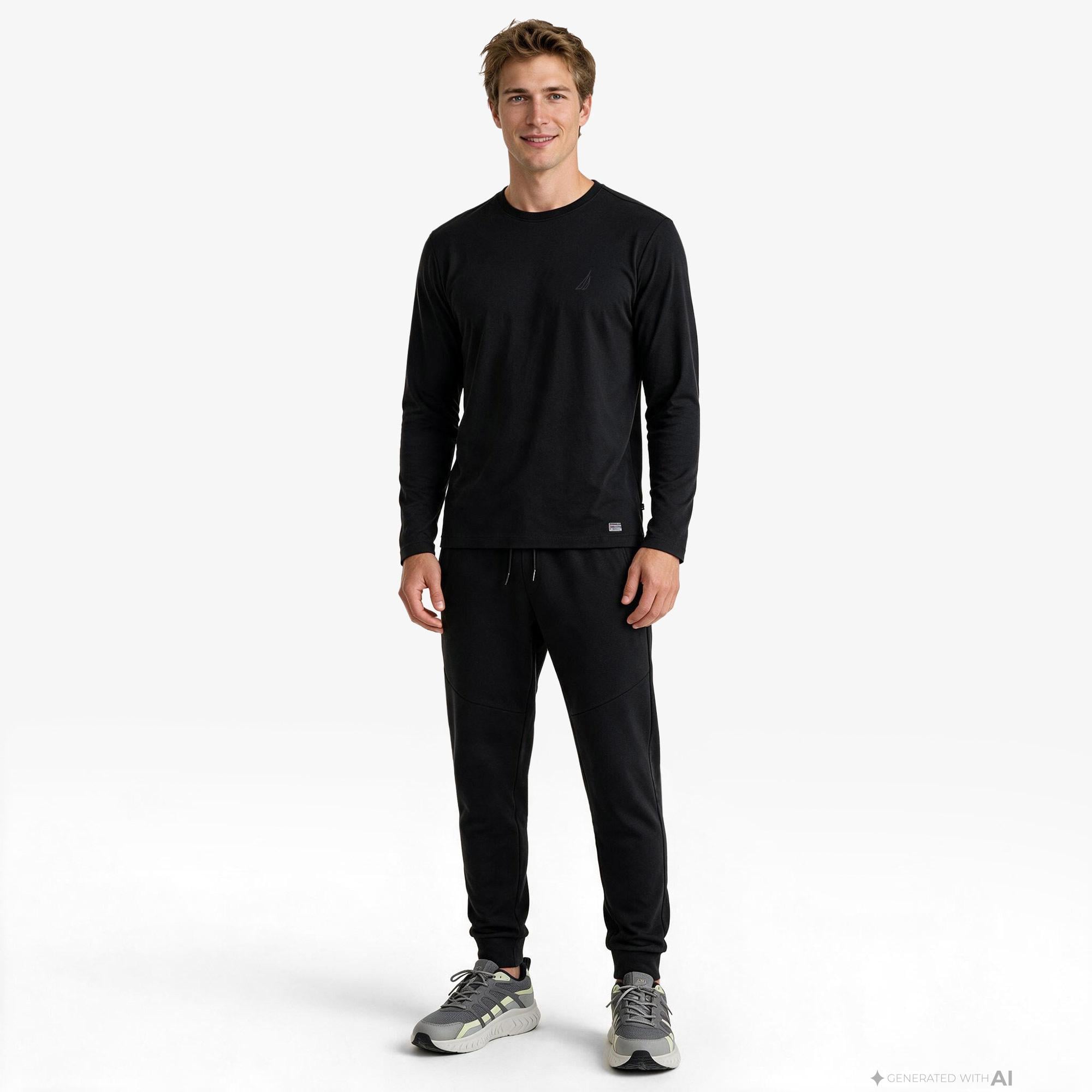 Nautica Erkek Siyah Regular Fit Uzun Kollu T-Shirt