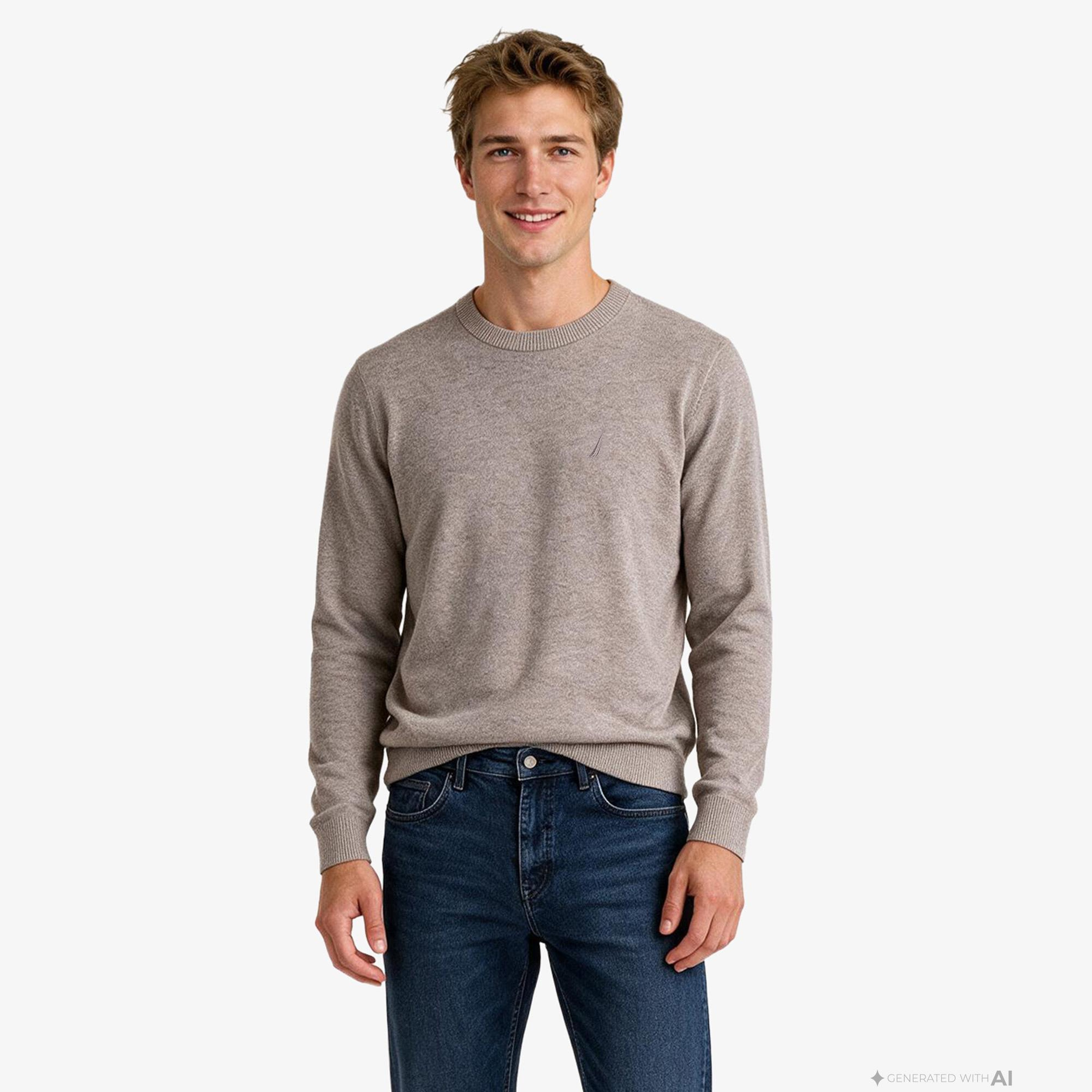 Nautica Erkek Bej Regular Fit Triko