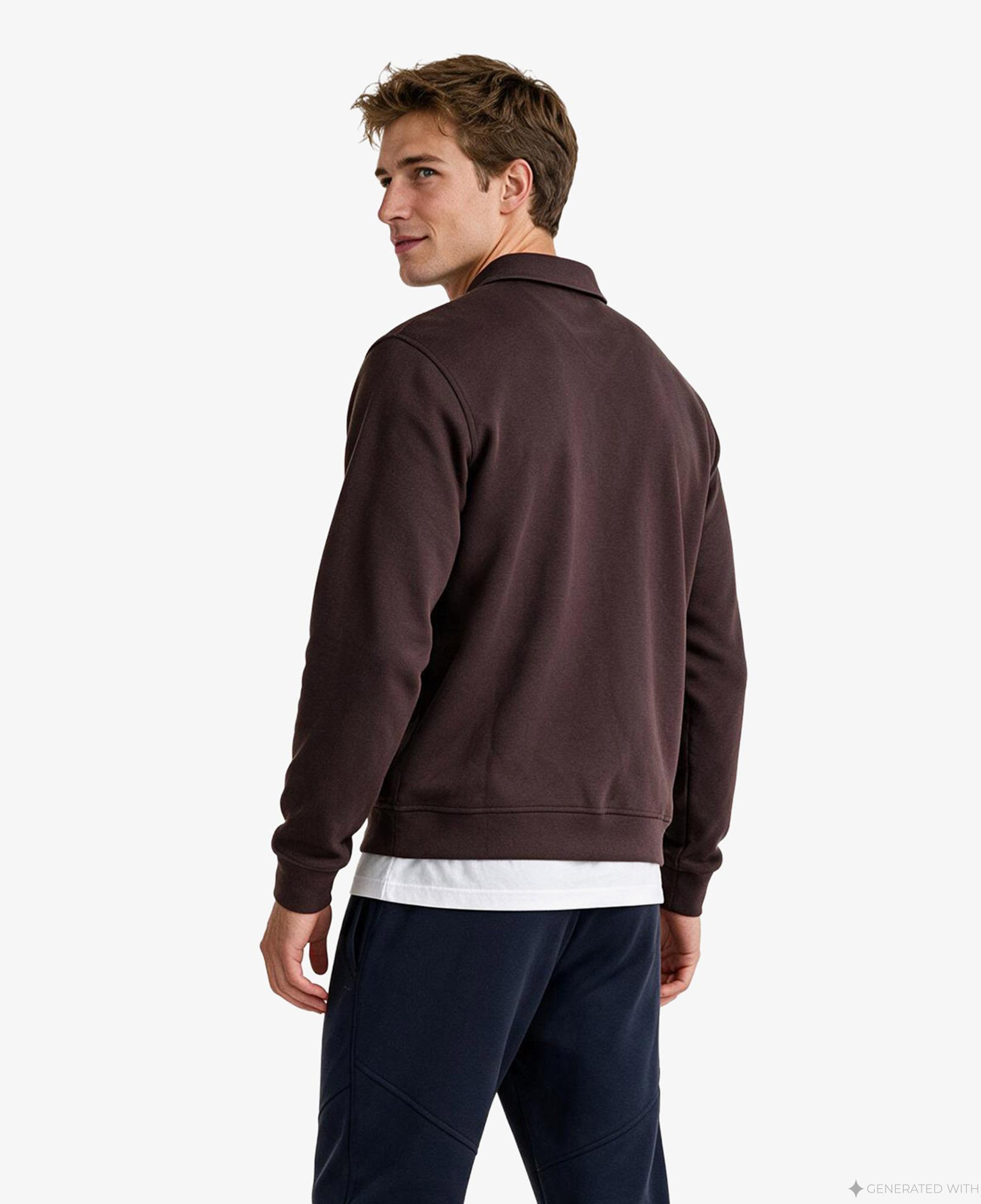 Nautica Erkek Kahverengi Polo Yaka Sweatshirt