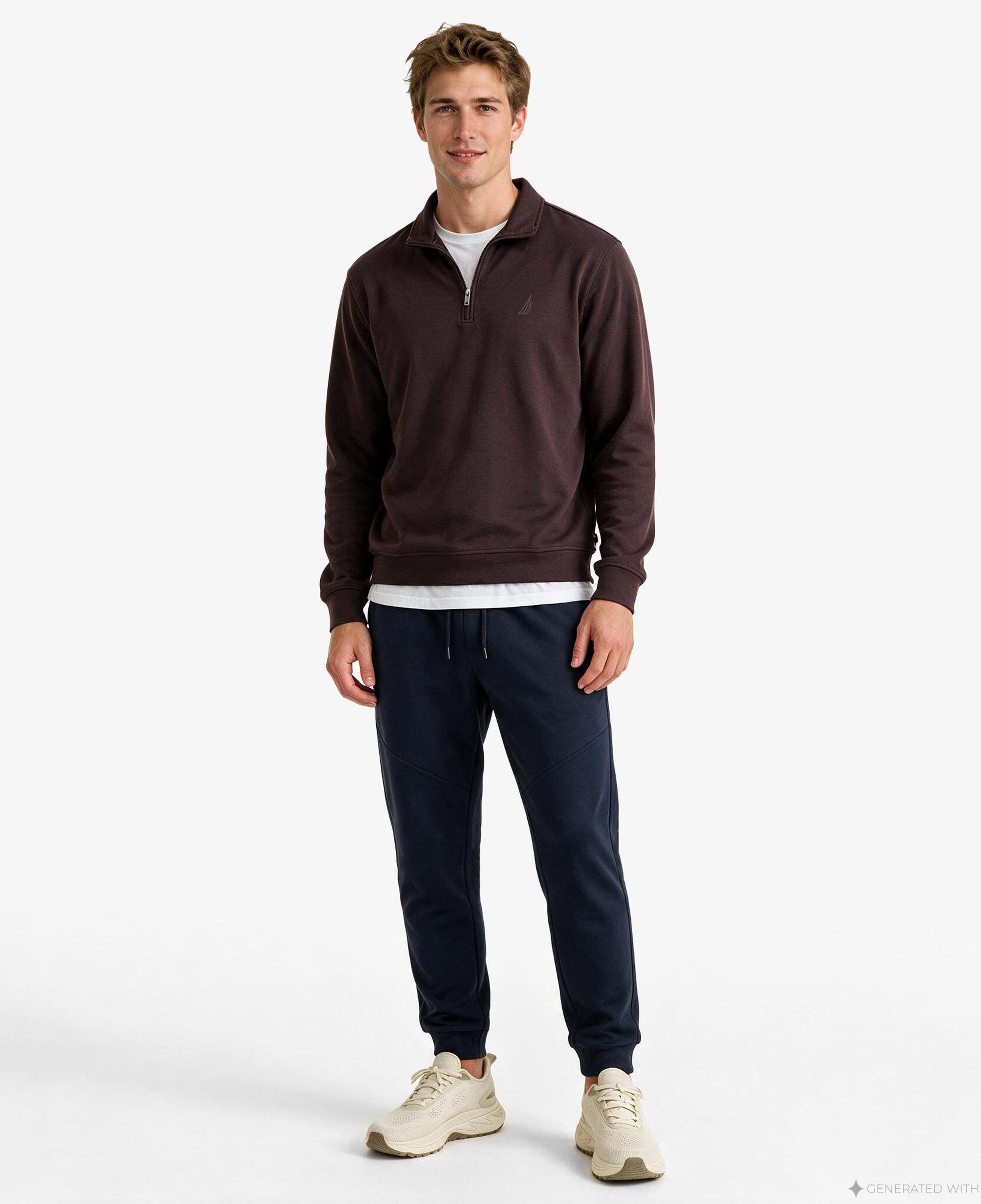 Nautica Erkek Kahverengi Polo Yaka Sweatshirt