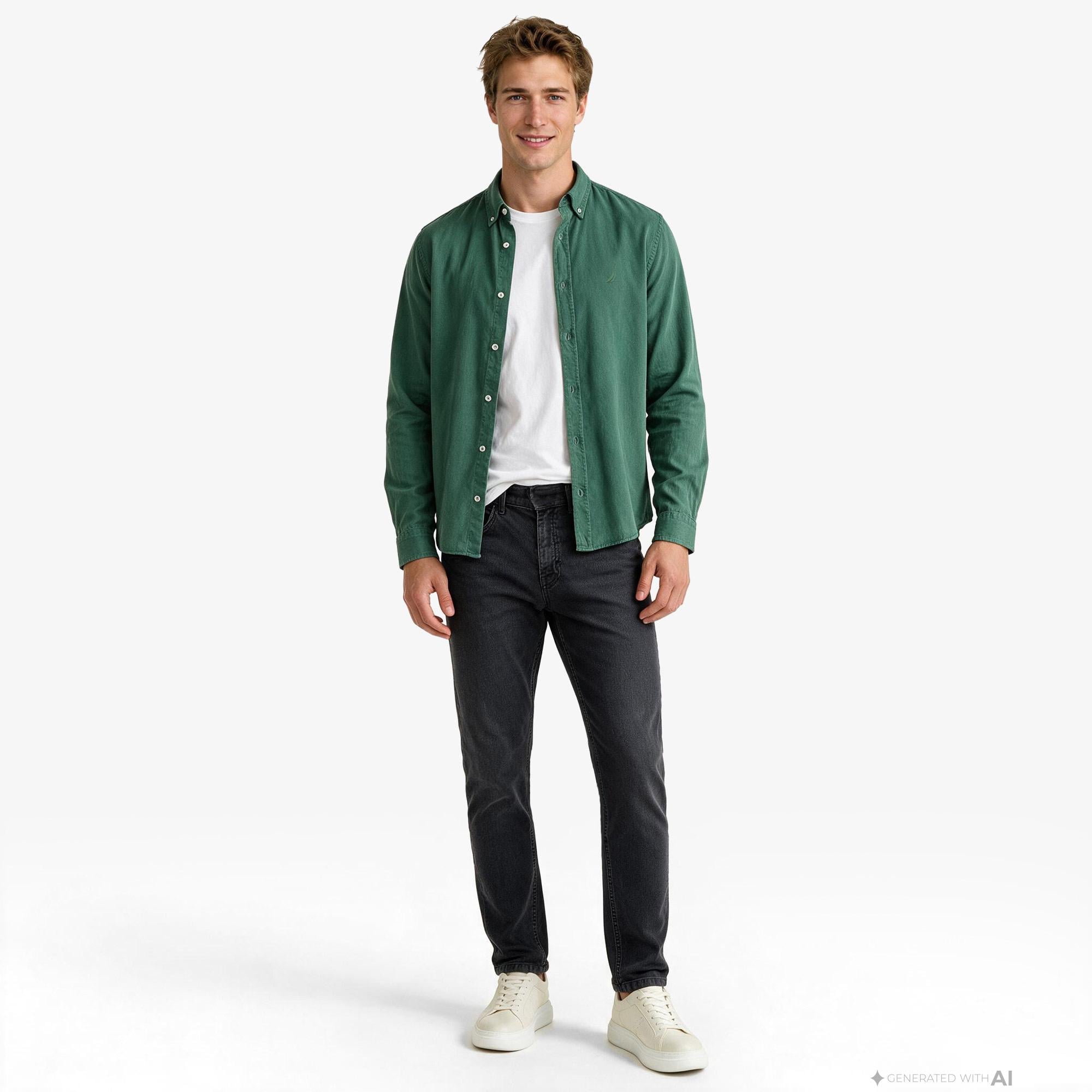 Nautica Erkek Yeşil Regular Fit Gömlek