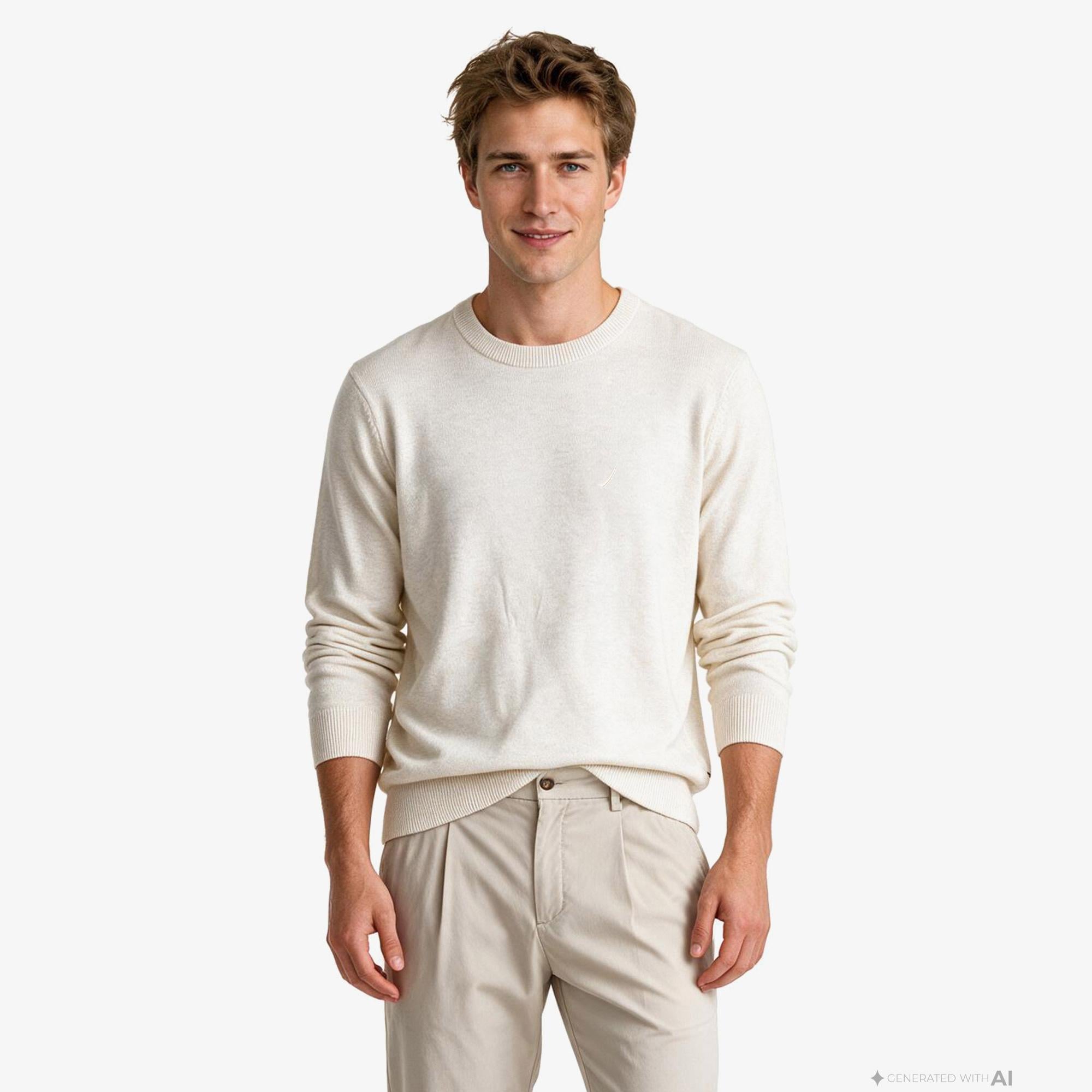 Nautica Erkek Krem Regular Fit Triko