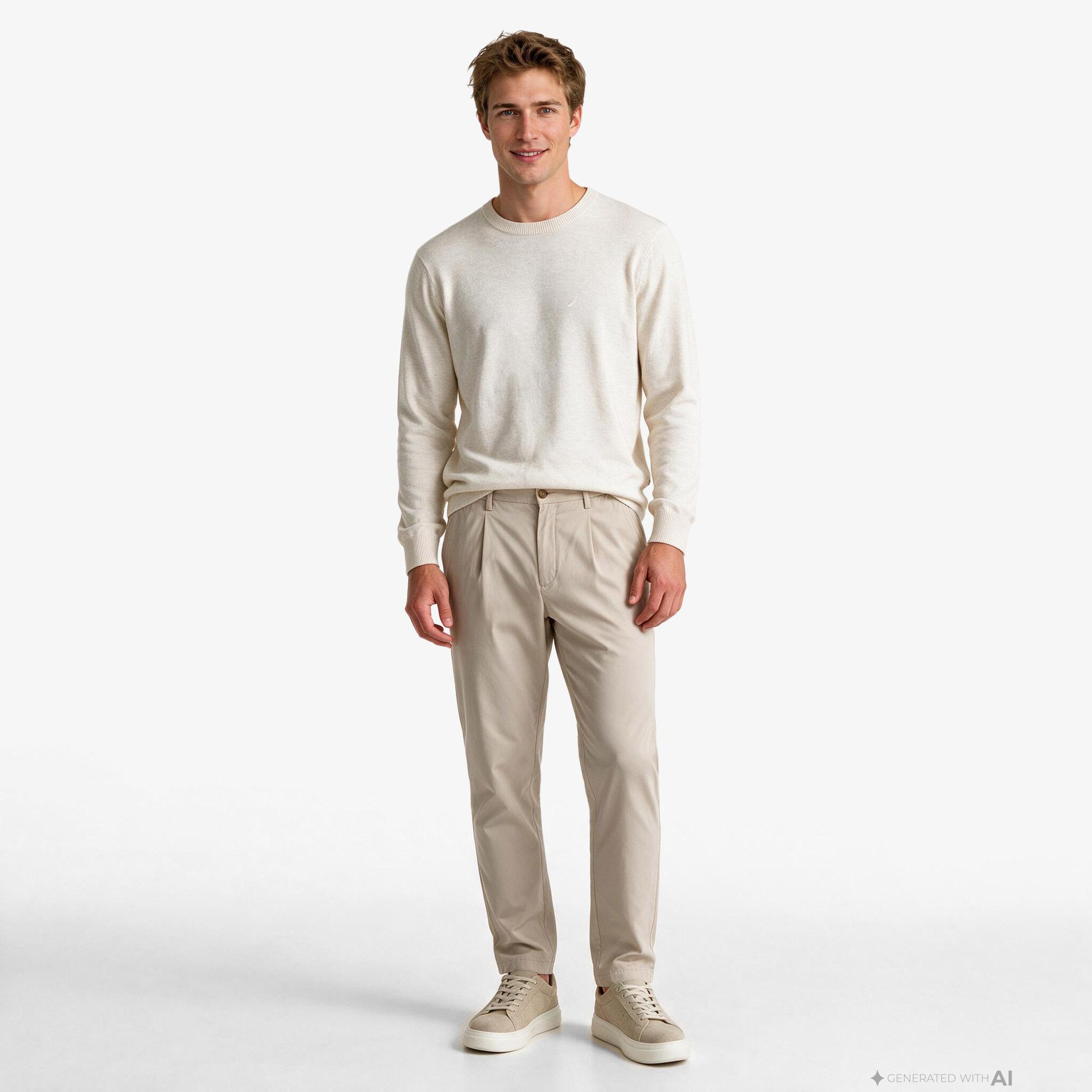 Nautica Erkek Krem Regular Fit Triko