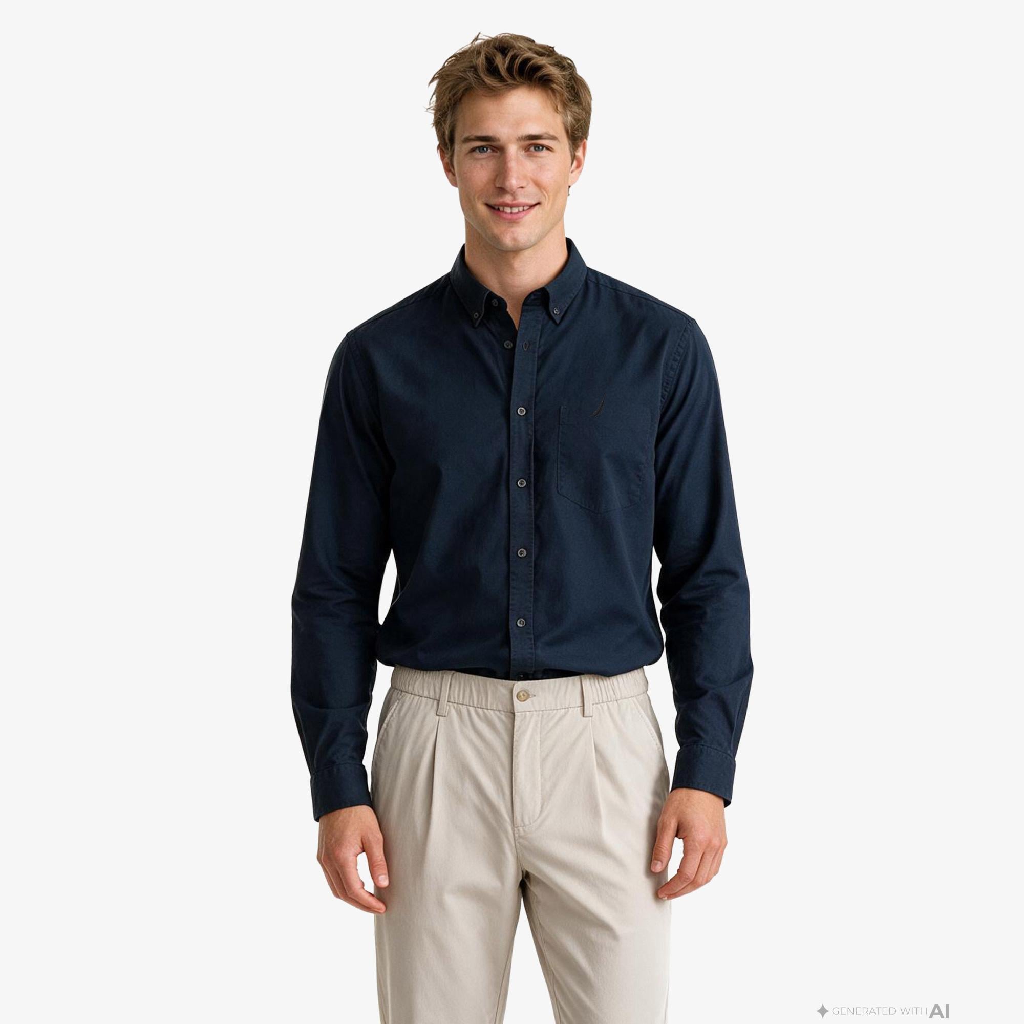 Nautica Erkek Lacivert Regular Fit Gömlek