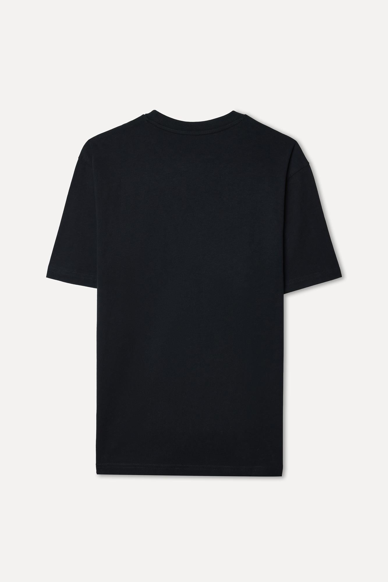 Erkek Siyah Comfort Fit Bisiklet Yaka T-Shirt