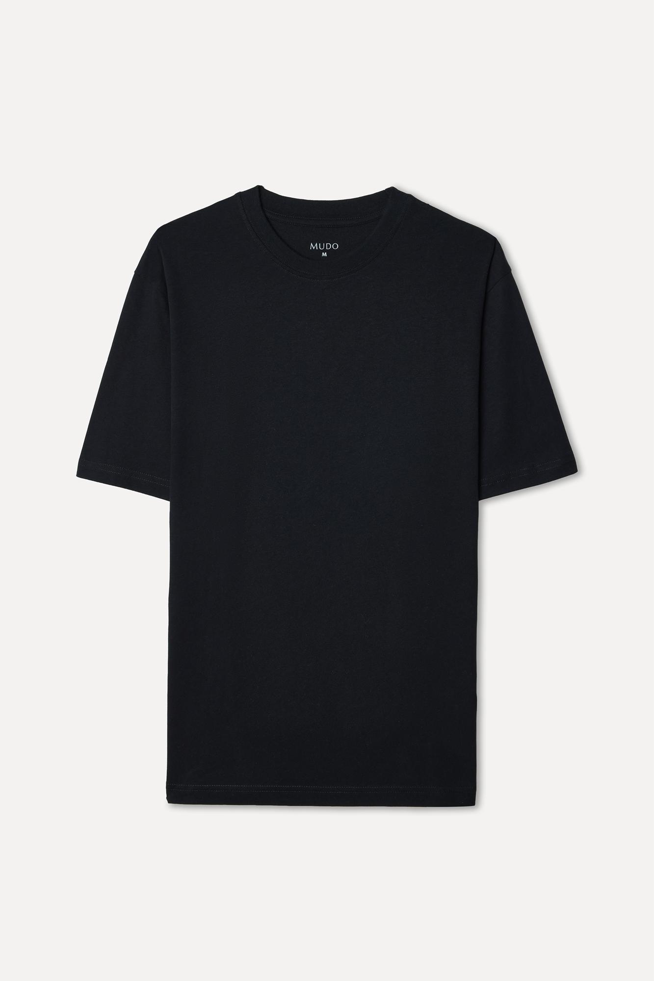 Erkek Siyah Comfort Fit Bisiklet Yaka T-Shirt
