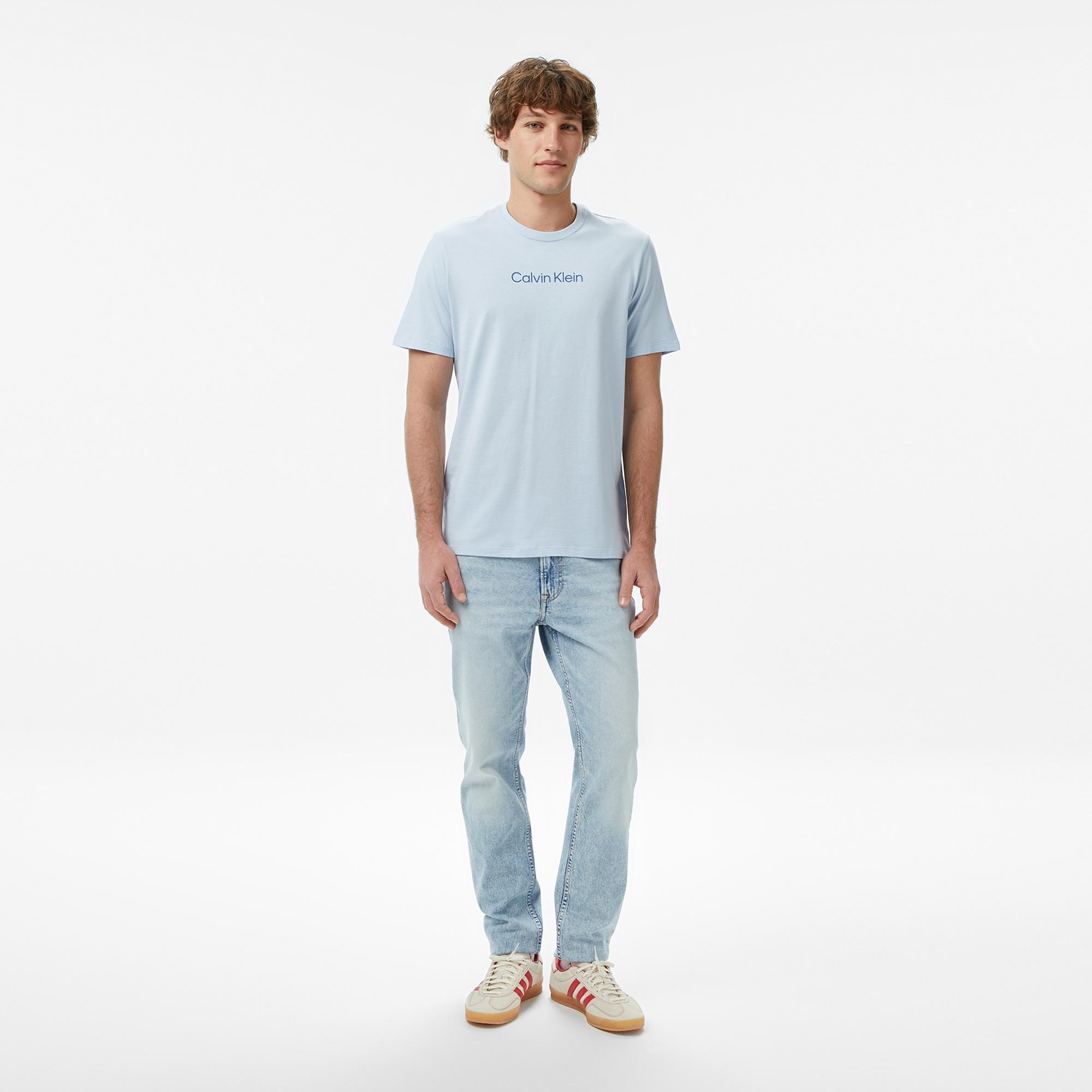Calvin Klein Standard Logo 30S Crewnk Erkek Mavi T-Shirt