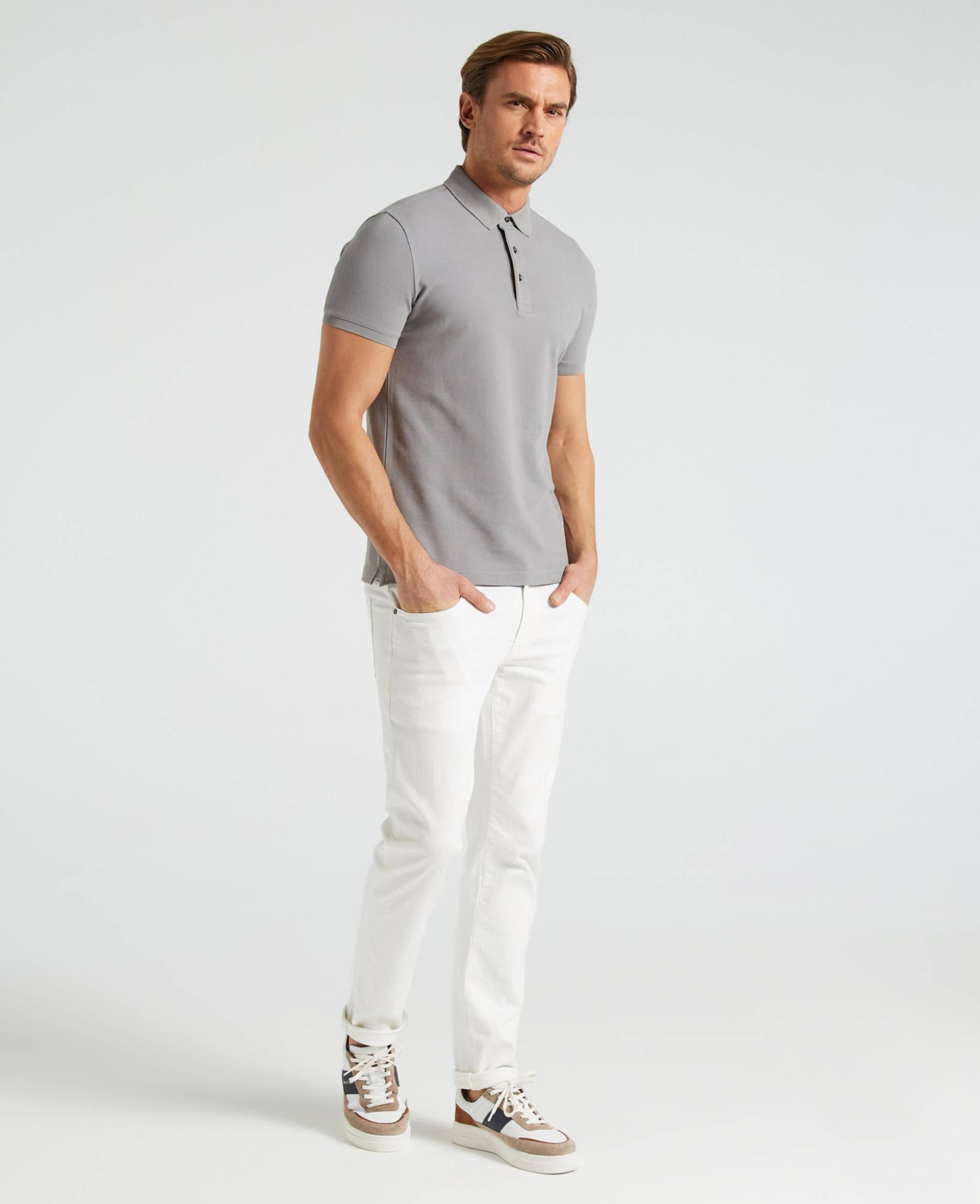 Nautica Erkek Gri Slim Fit Kısa Kollu Polo Yaka T-Shirt