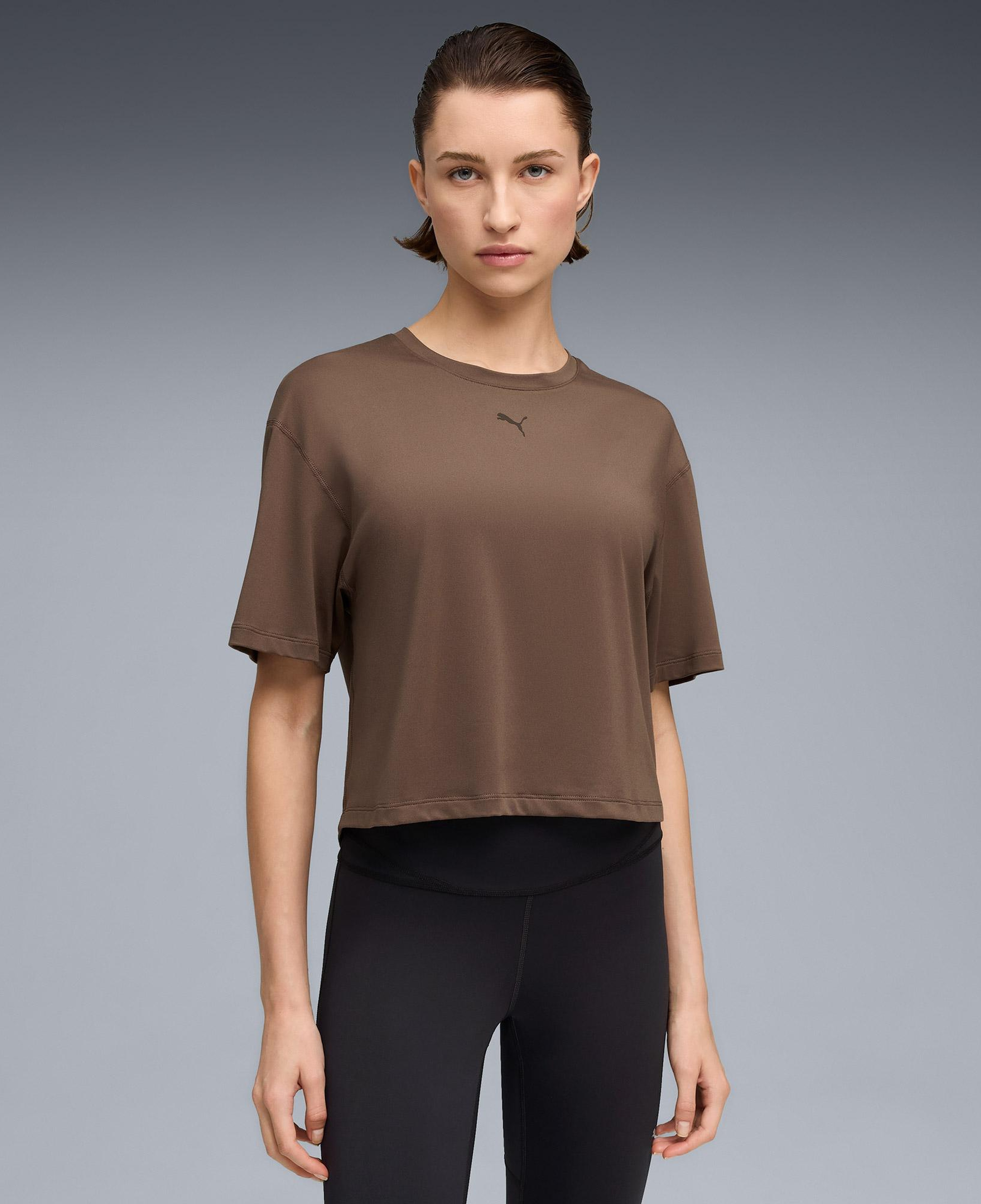 Puma Cloudspun Oversized Kadın Kahverengi Antrenman T-Shirt