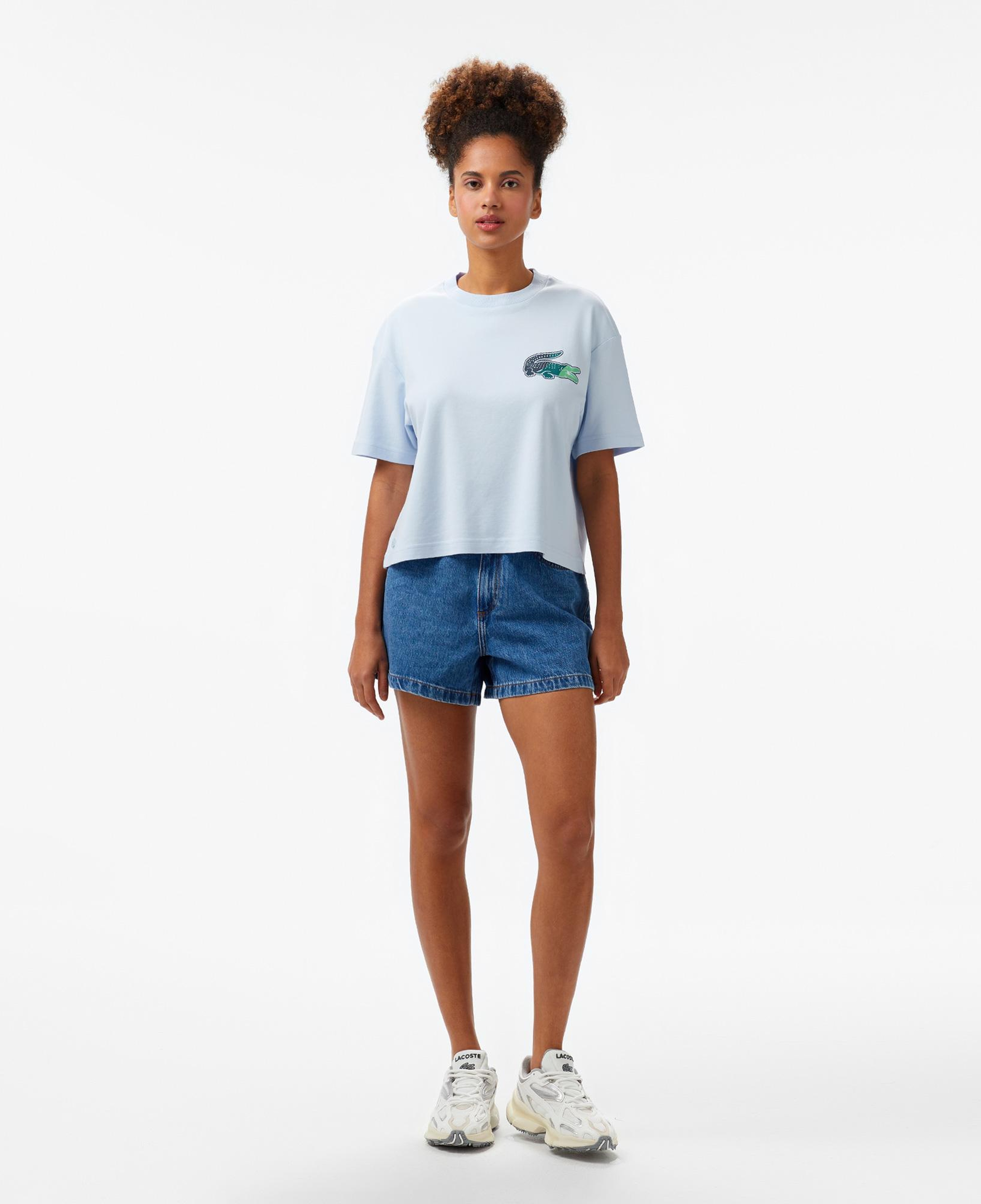 Lacoste Classic Fit Kadın Mavi Modal Karışımlı T-Shirt
