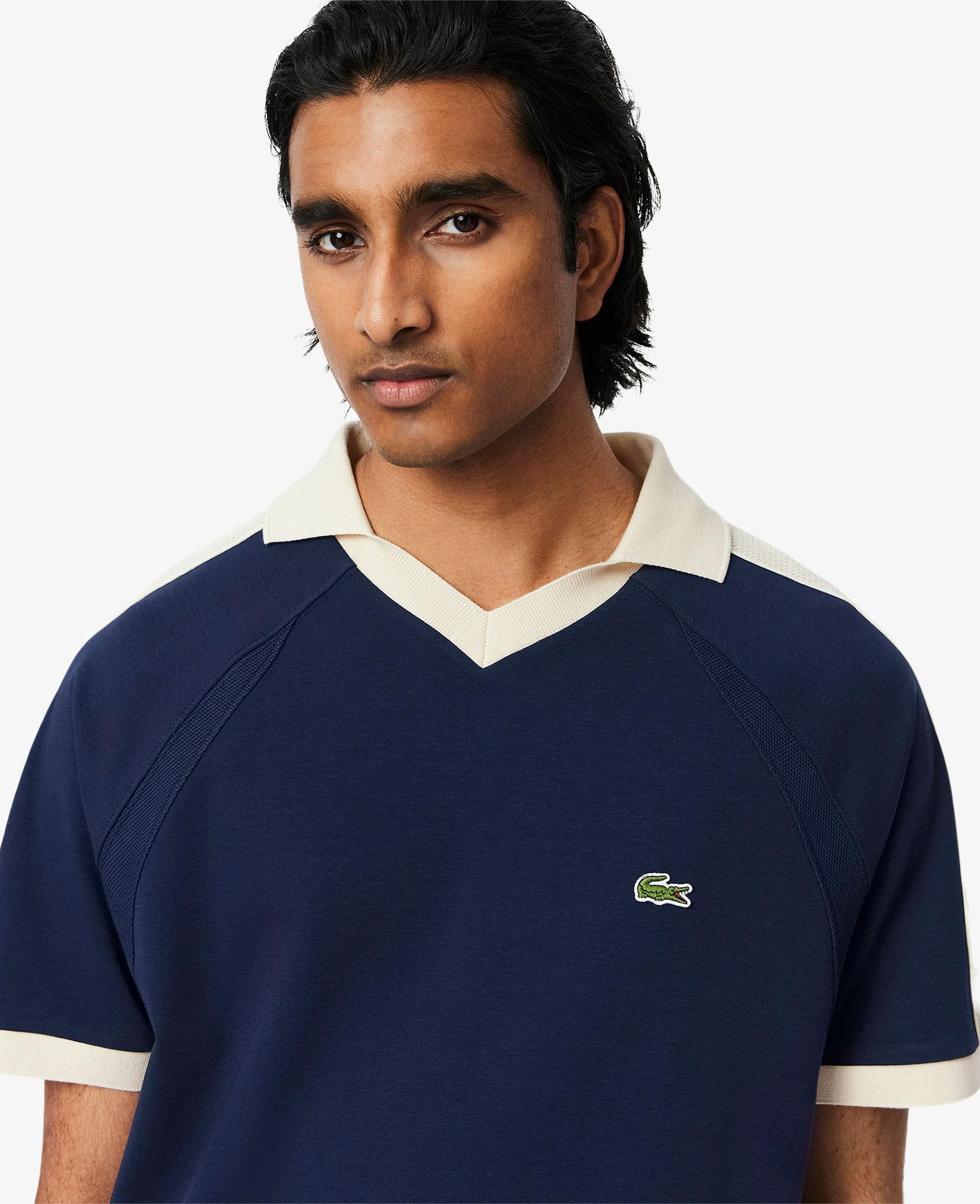 Erkek Classic Fit Organik Pamuk Renk Bloklu Lacivert Polo