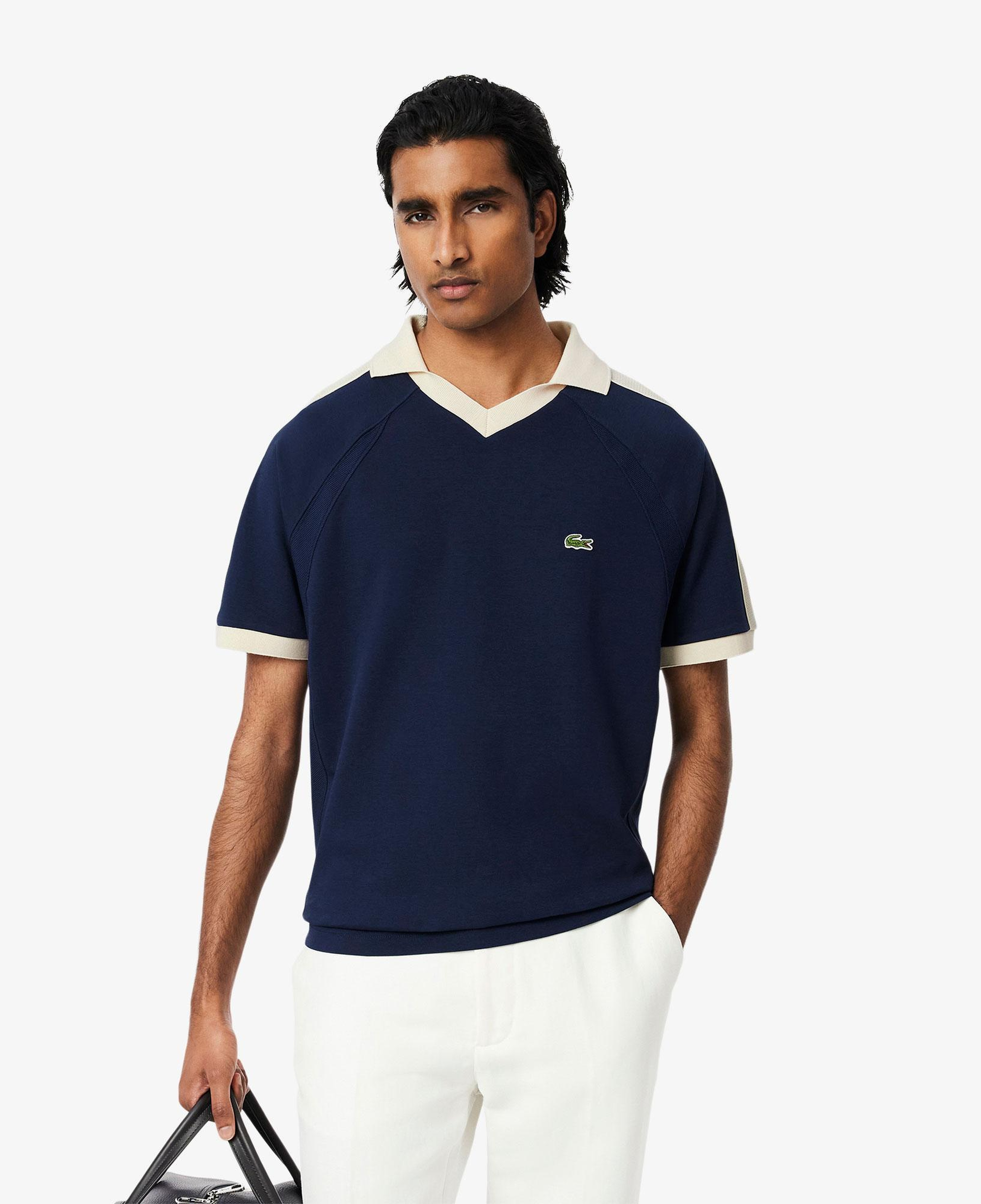 Erkek Classic Fit Organik Pamuk Renk Bloklu Lacivert Polo