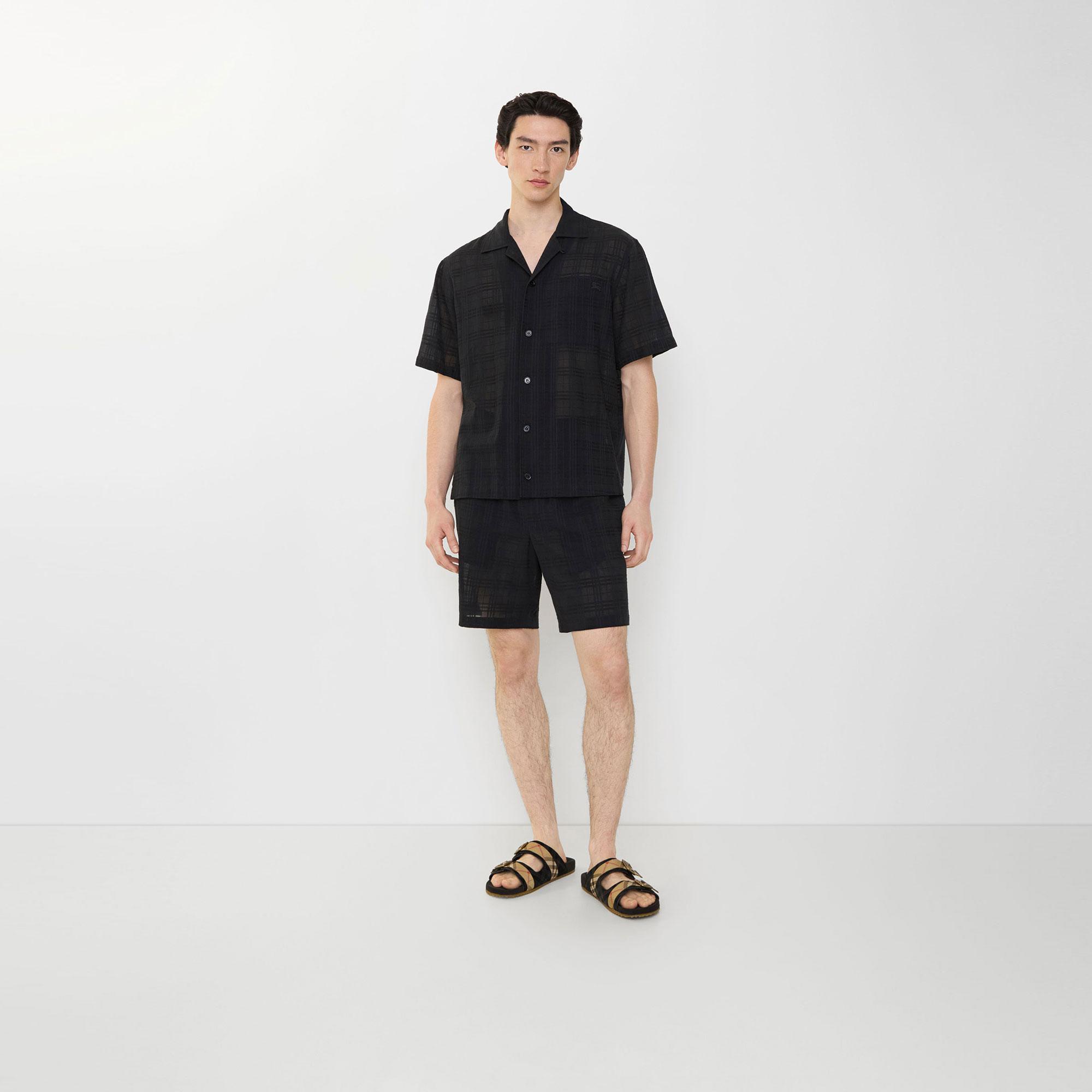 Burberry Check Cotton Voile Erkek Siyah Şort