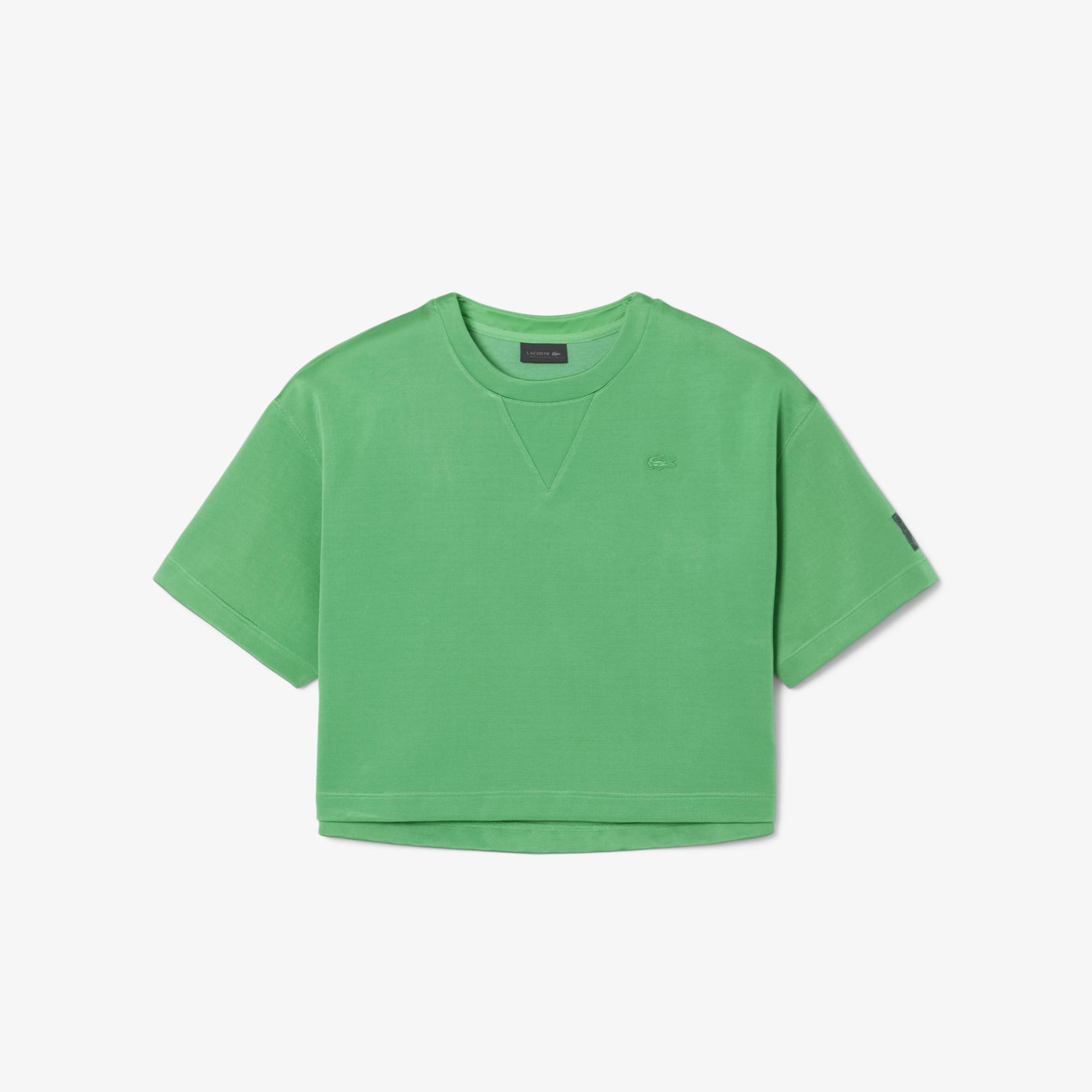 SS25 RUNWAY Erkek Oversize Fit Kısa Kollu Bisiklet Yaka Yeşil Sweatshirt