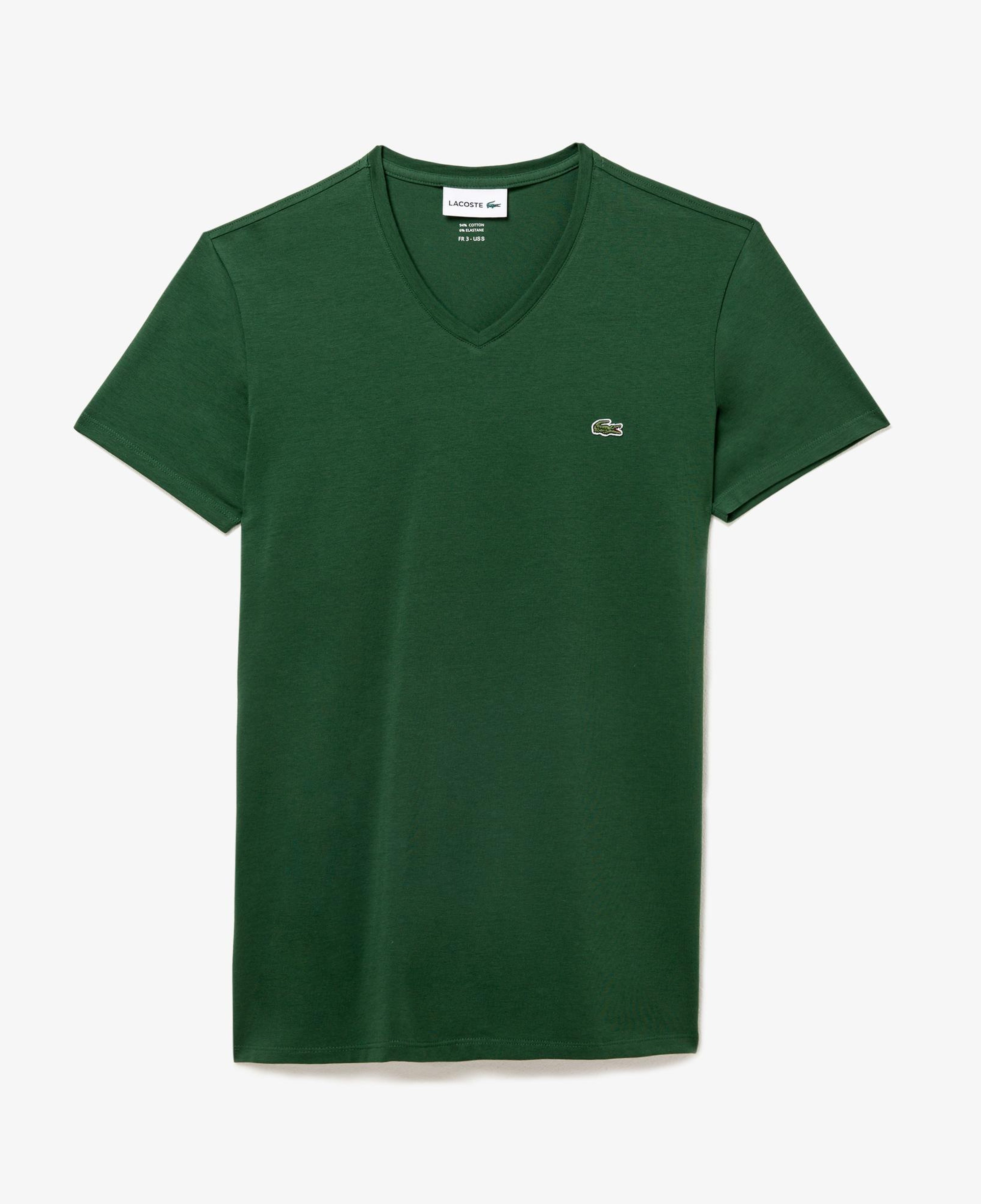 Erkek Slim Fit V yaka Yeşil T-Shirt