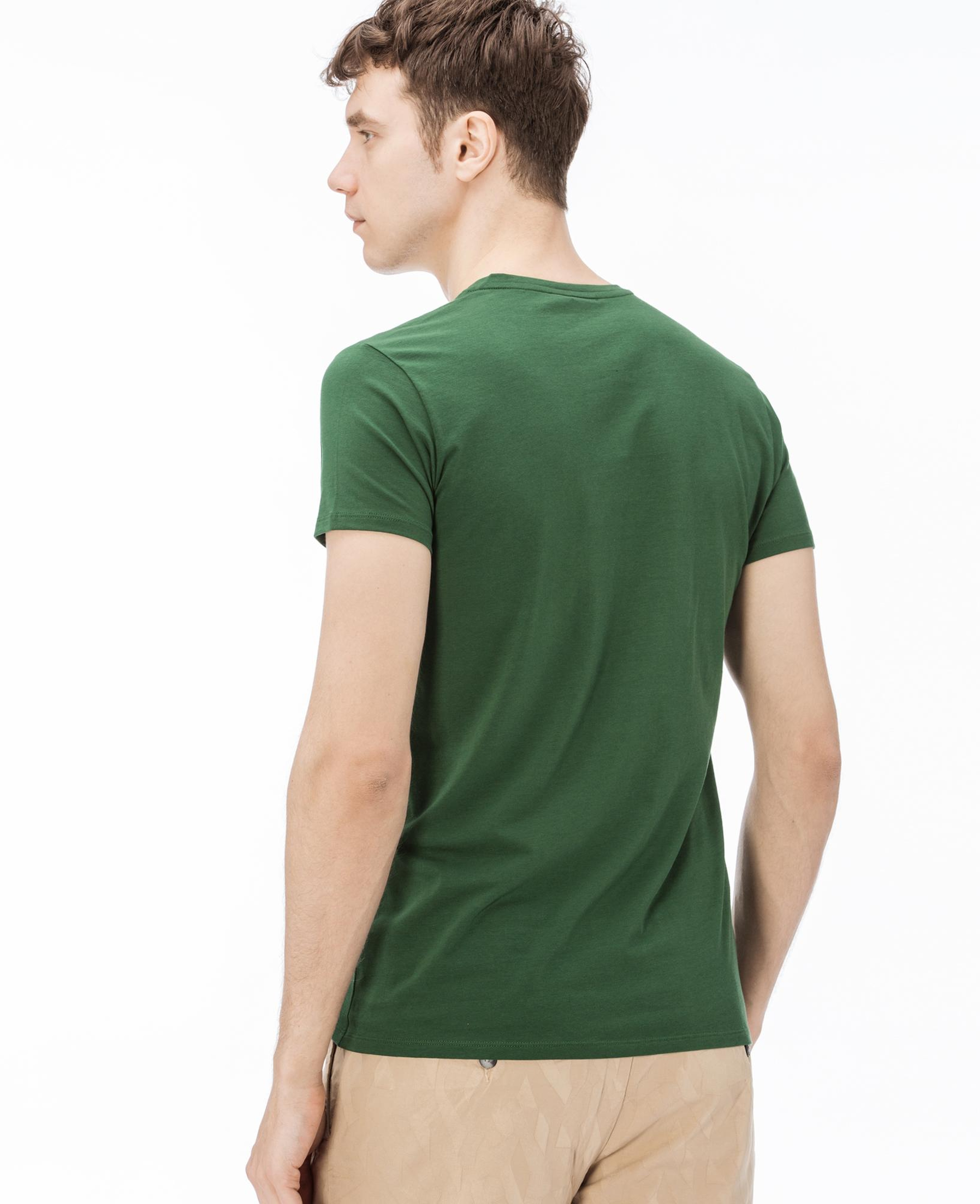 Erkek Slim Fit V yaka Yeşil T-Shirt