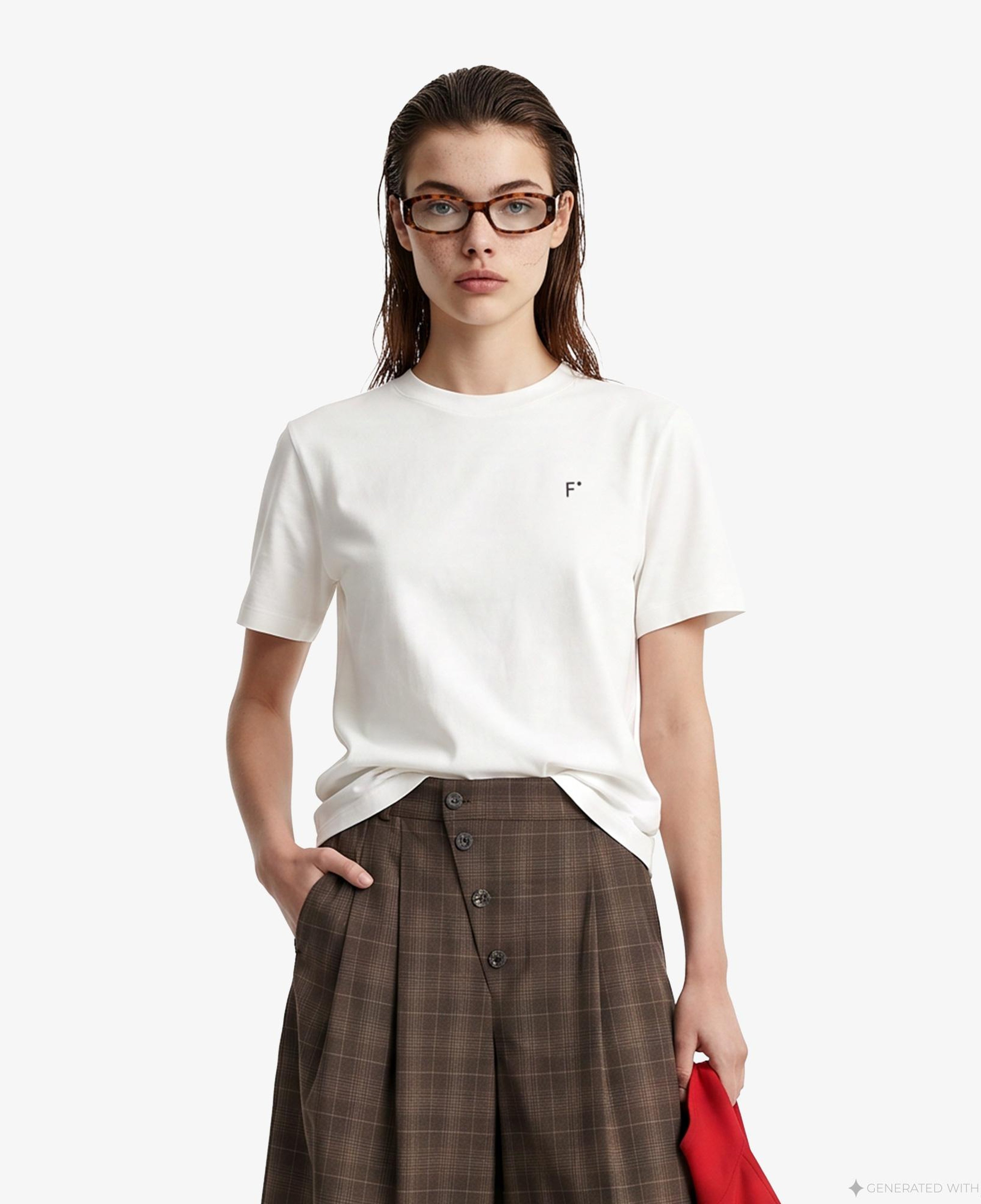 FashFed F İkonlu Unisex Krem Rengi T-Shirt