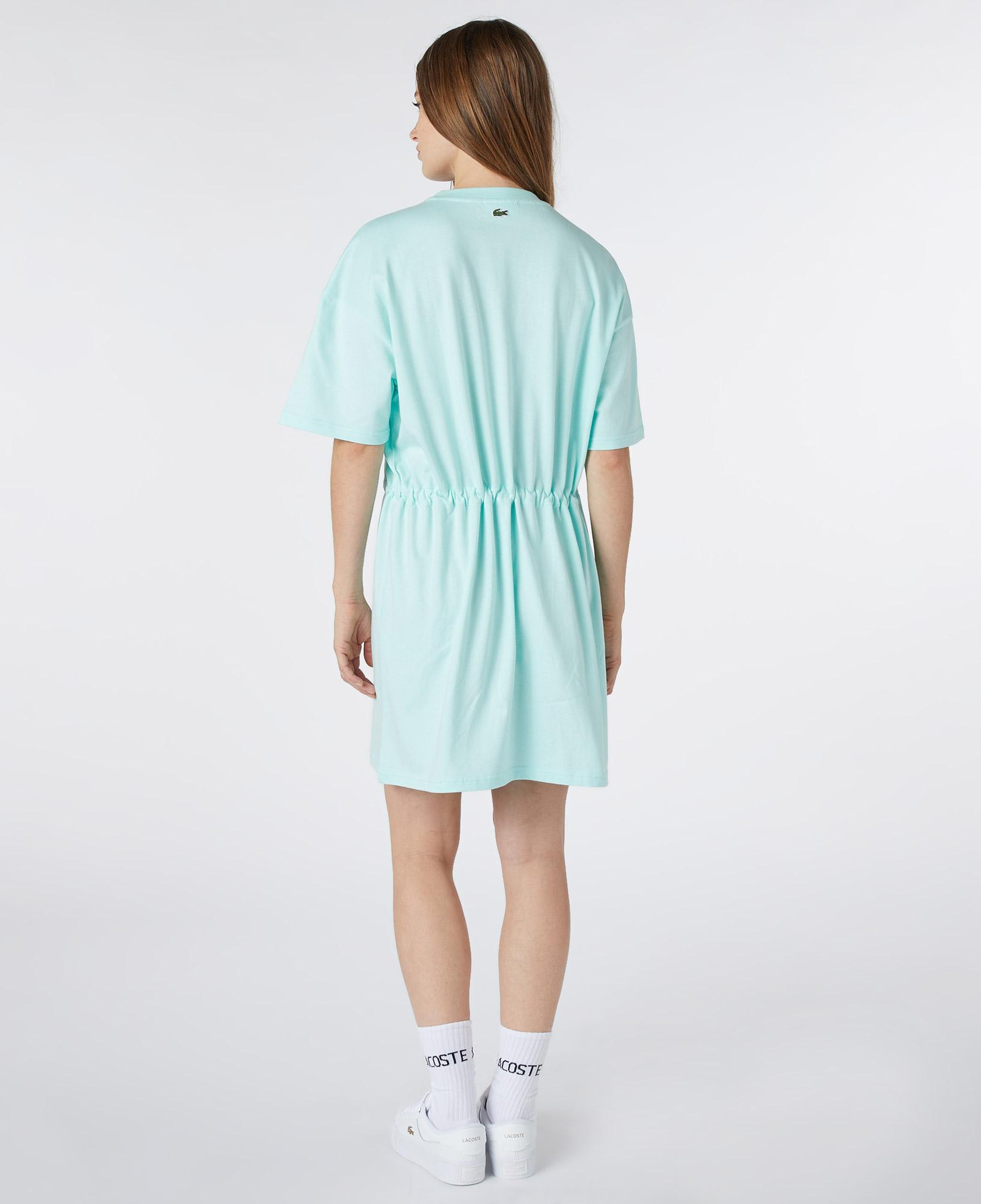 Lacoste Kadın Loose Fit Kısa Kollu Bisiklet Yaka Baskılı Açık Yeşil Elbise