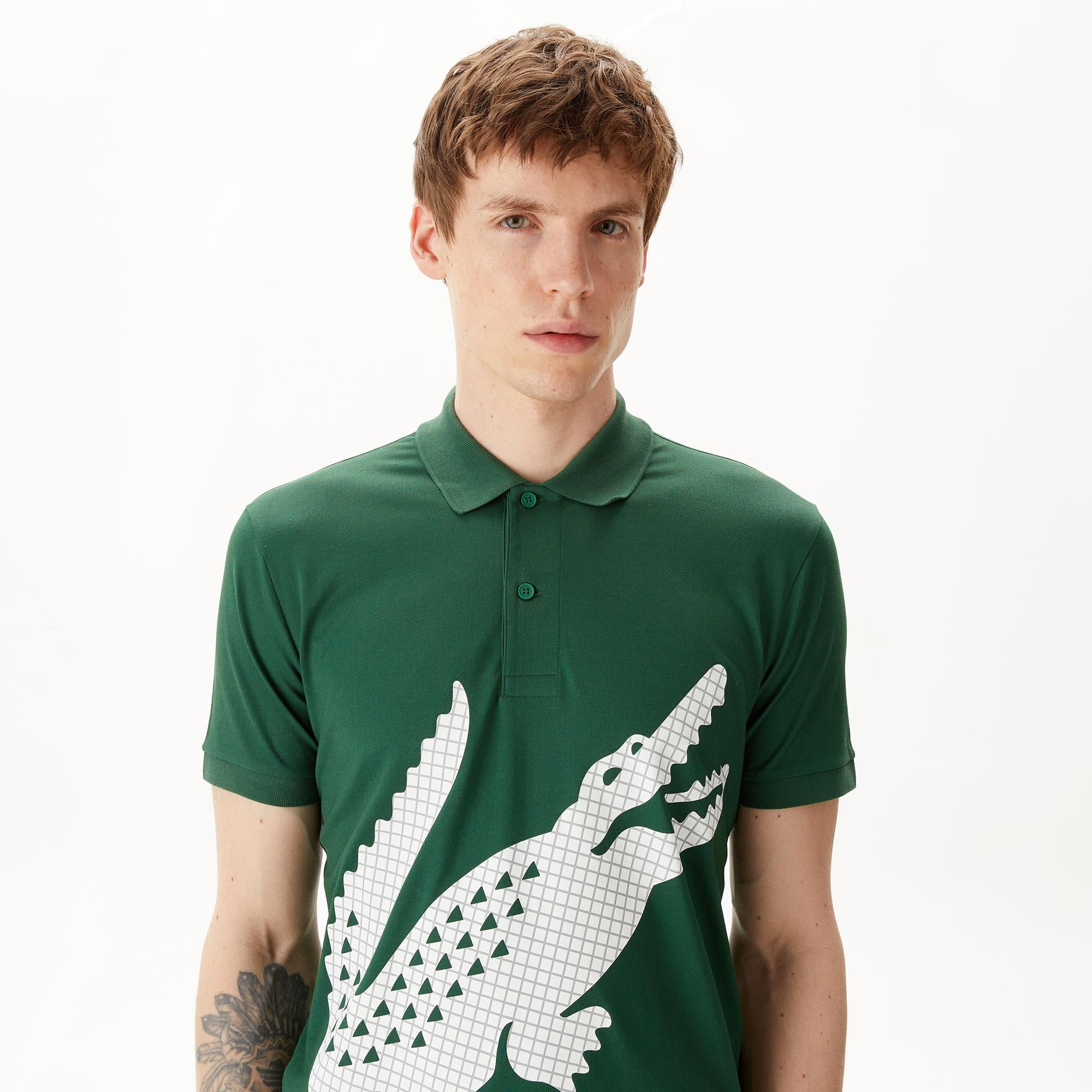 Erkek Regular Fit Baskılı Yeşil Polo