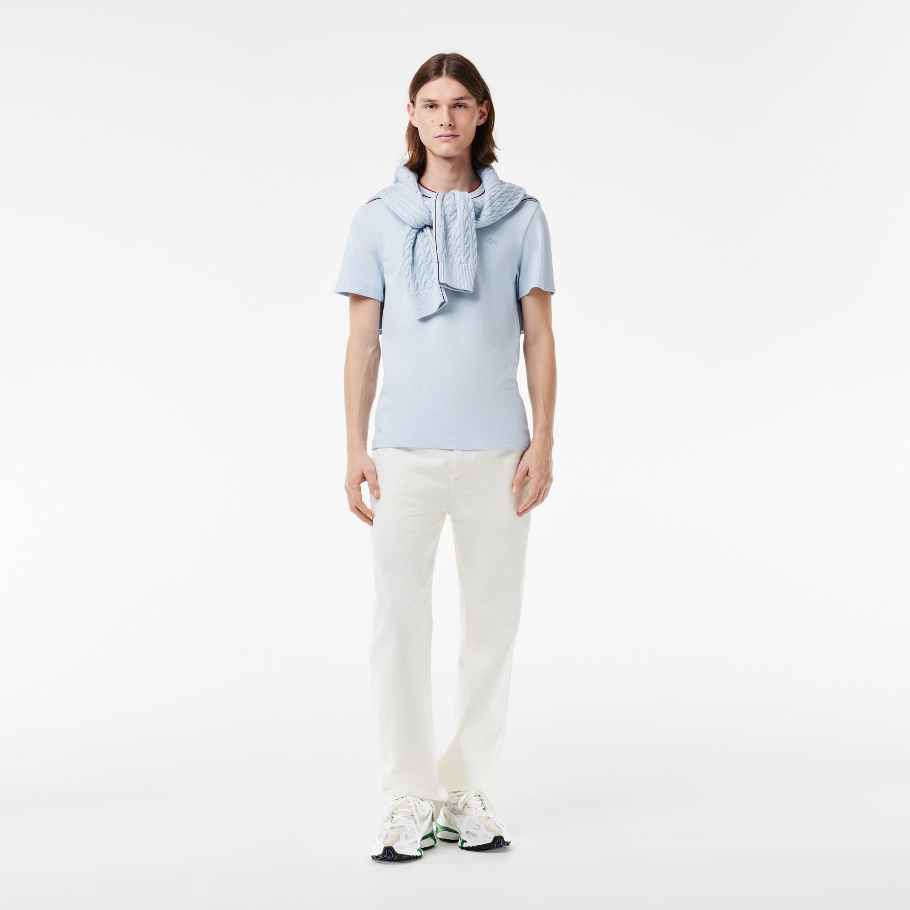Erkek Regular Fit Bisiklet Yaka Açık Mavi T-Shirt