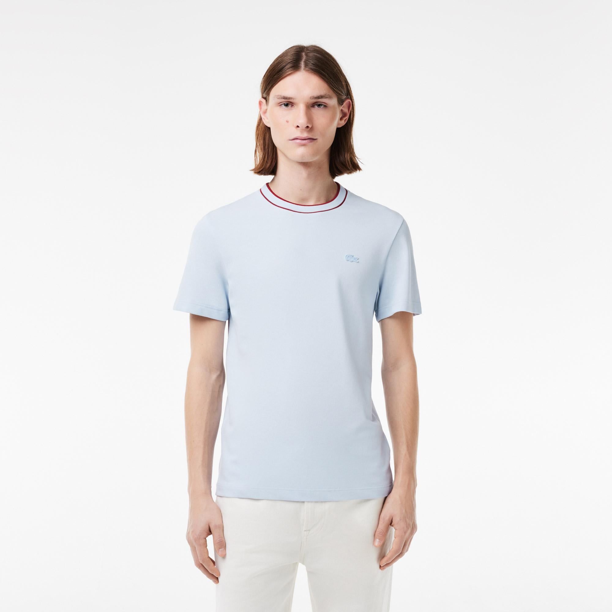 Erkek Regular Fit Bisiklet Yaka Açık Mavi T-Shirt