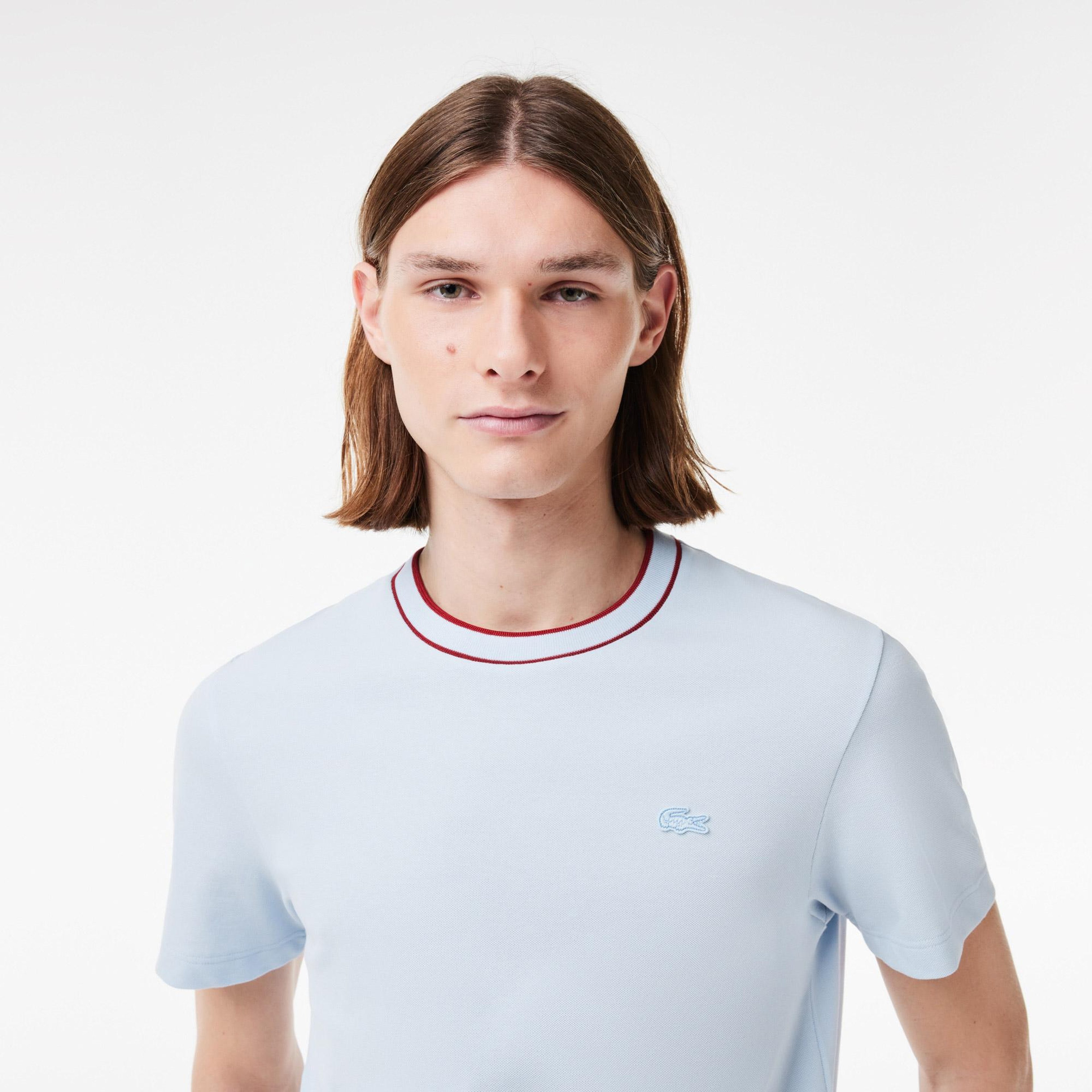Erkek Regular Fit Bisiklet Yaka Açık Mavi T-Shirt