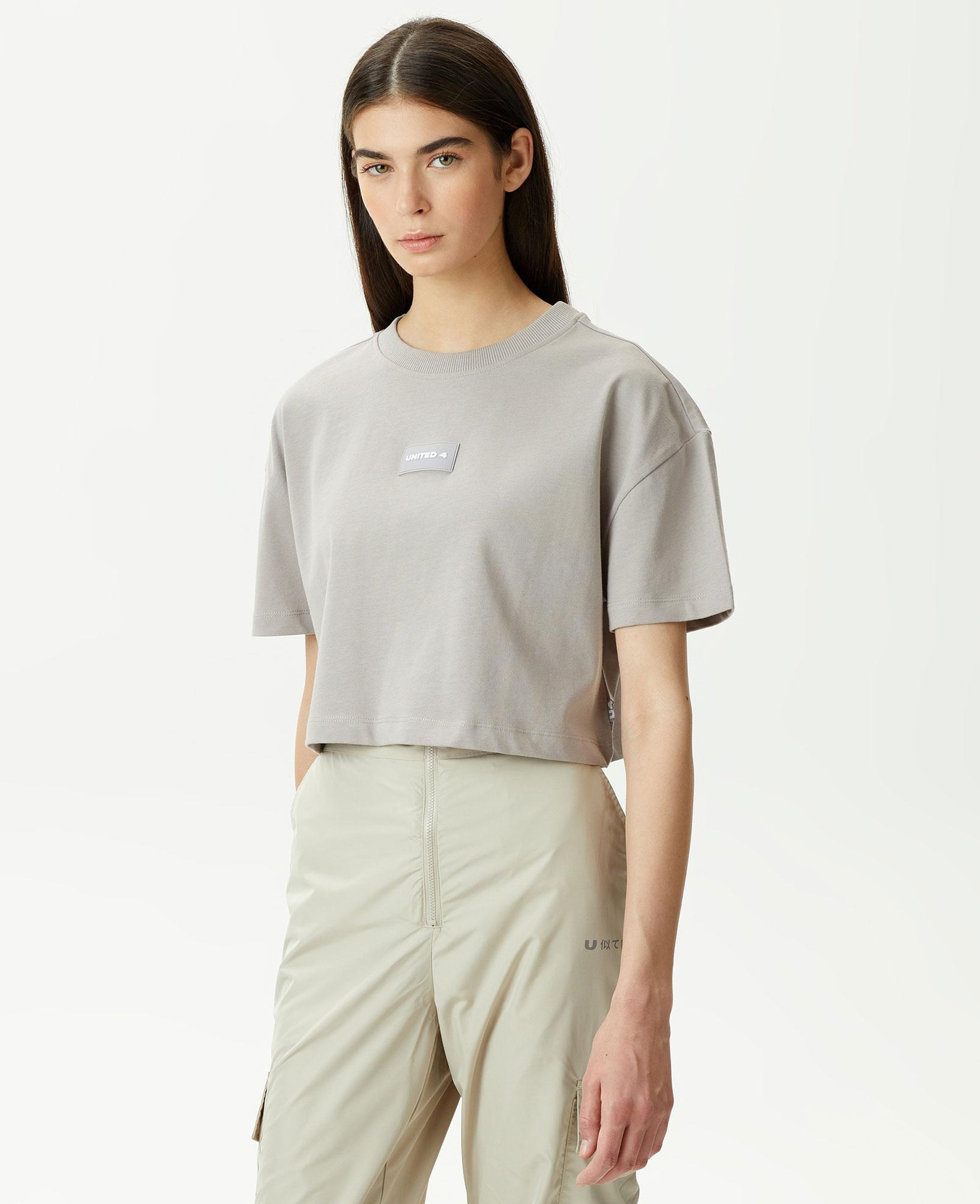 UNITED4 Kadın Gri Crop T-Shirt