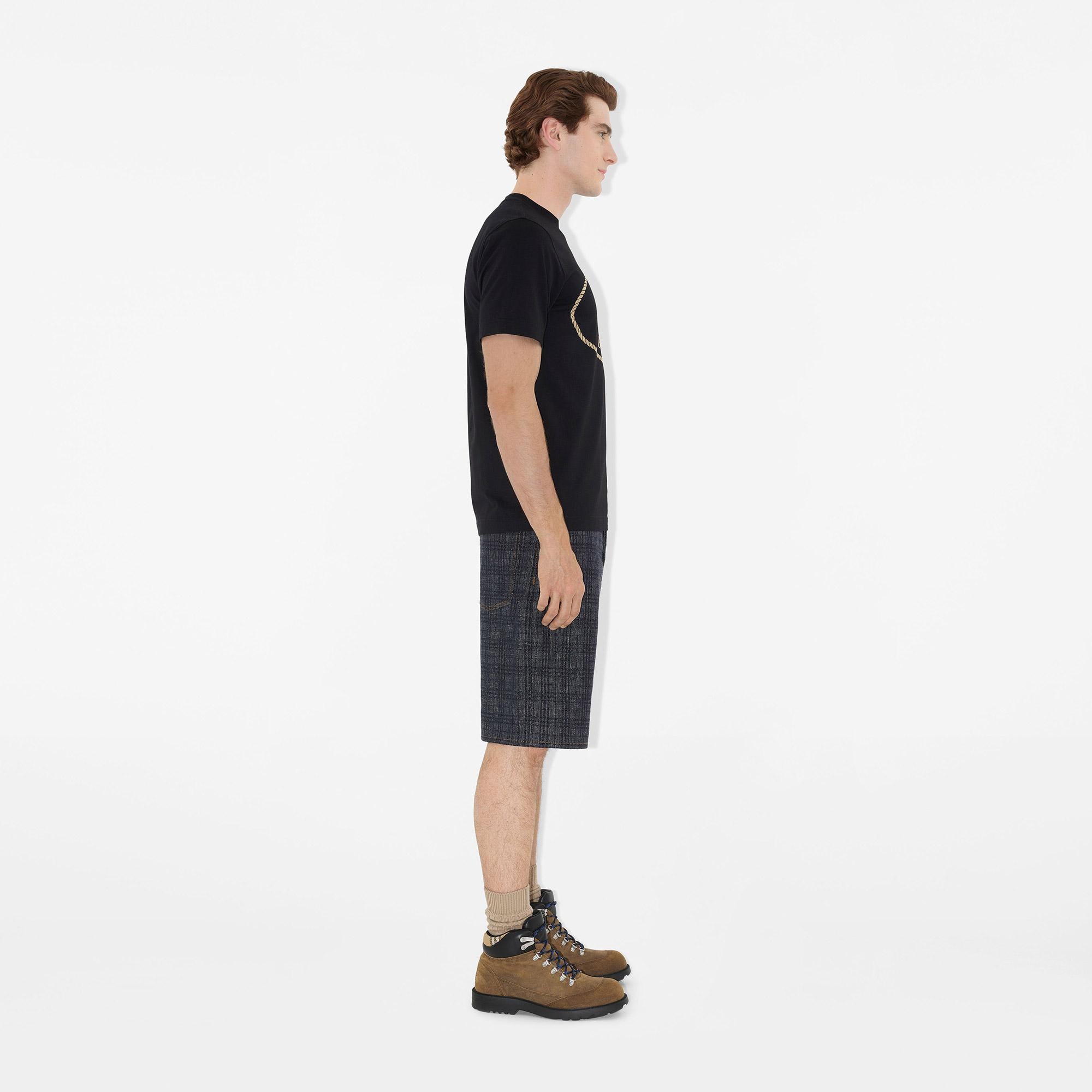 Burberry Seth Knight Stamp Cotton Erkek Siyah T-Shirt