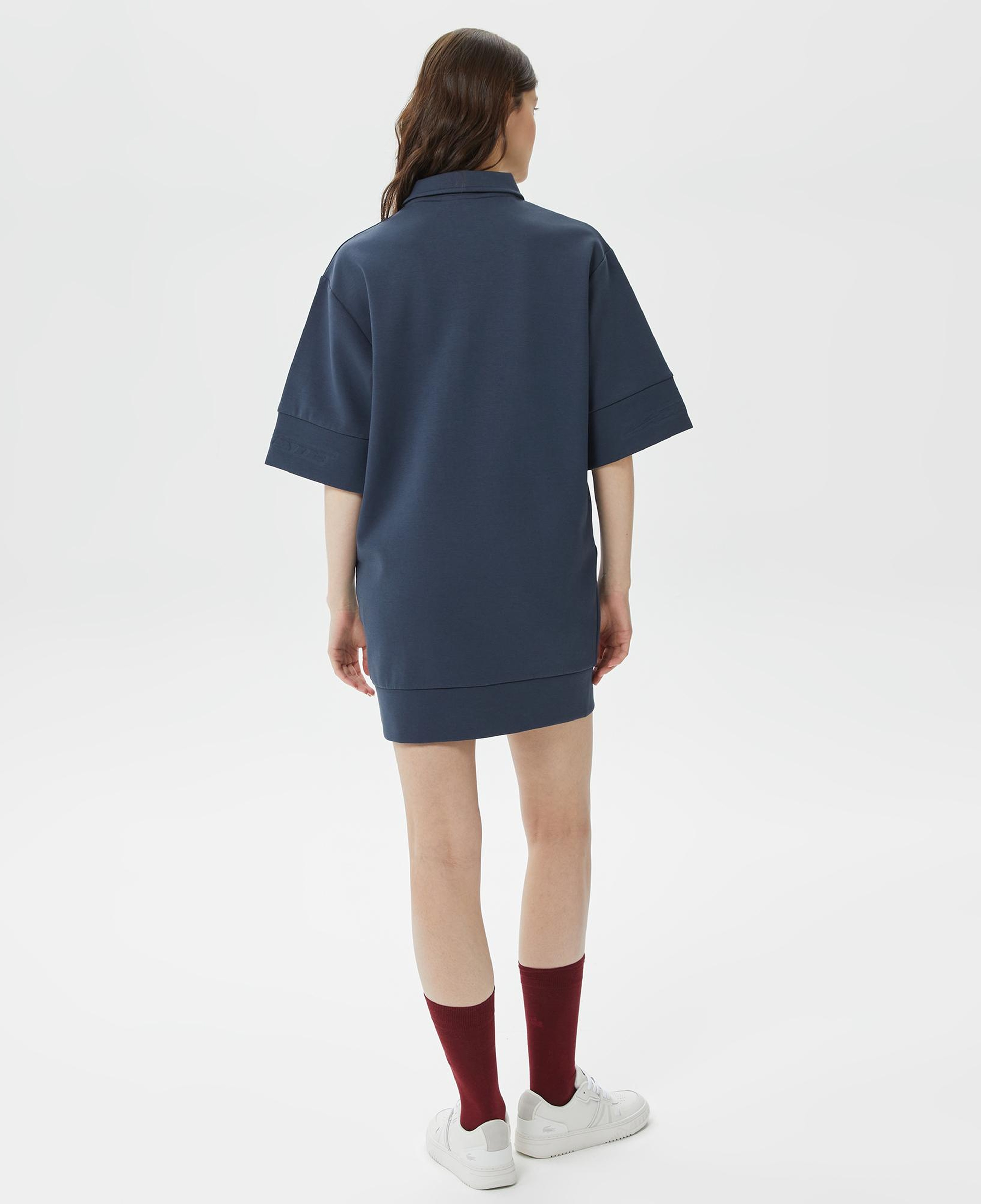 Kadın Loose Fit Kısa Kollu Polo Yaka Lacivert Elbise