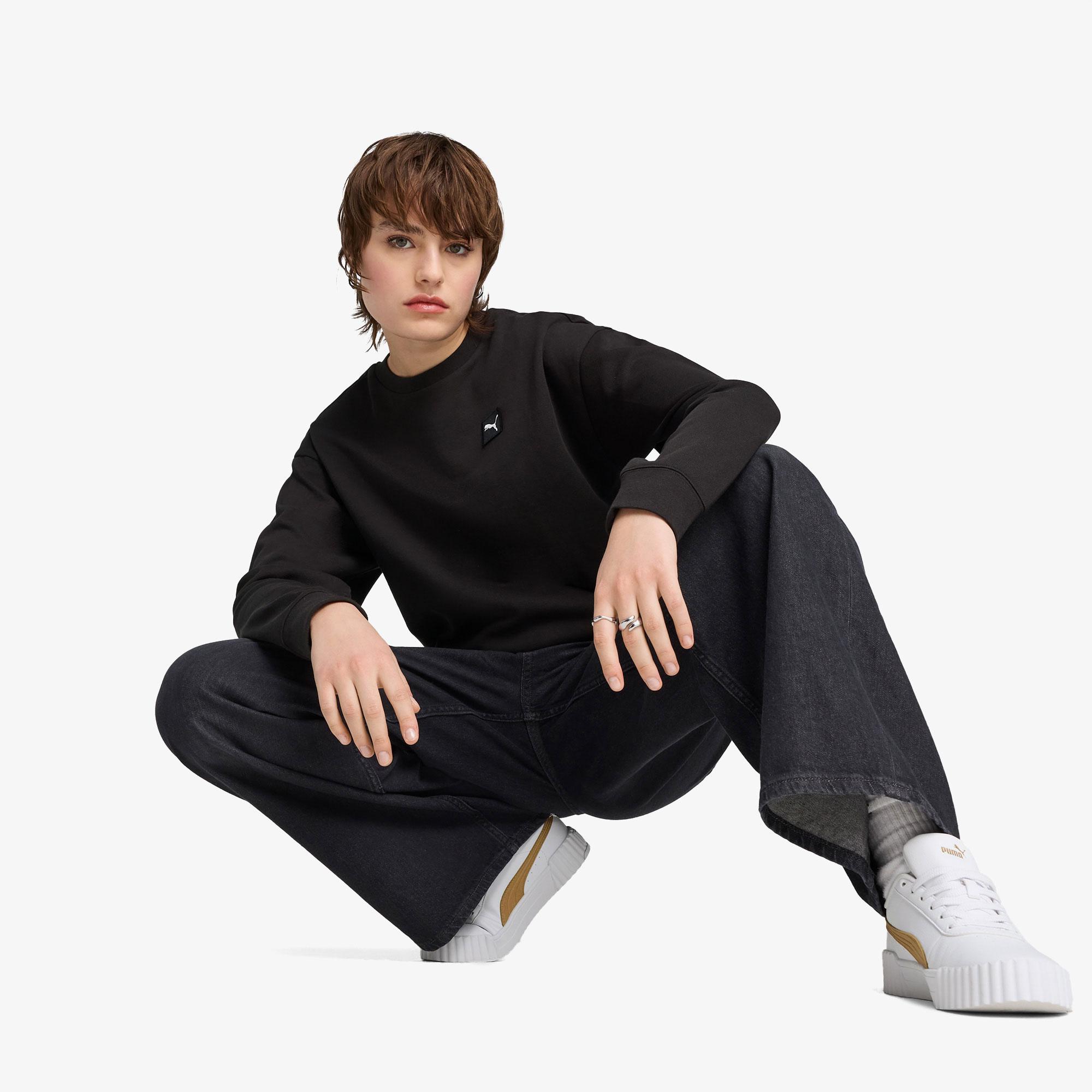 Puma Elevated Essentials Comfort Crew Kadın Siyah Sweatshirt