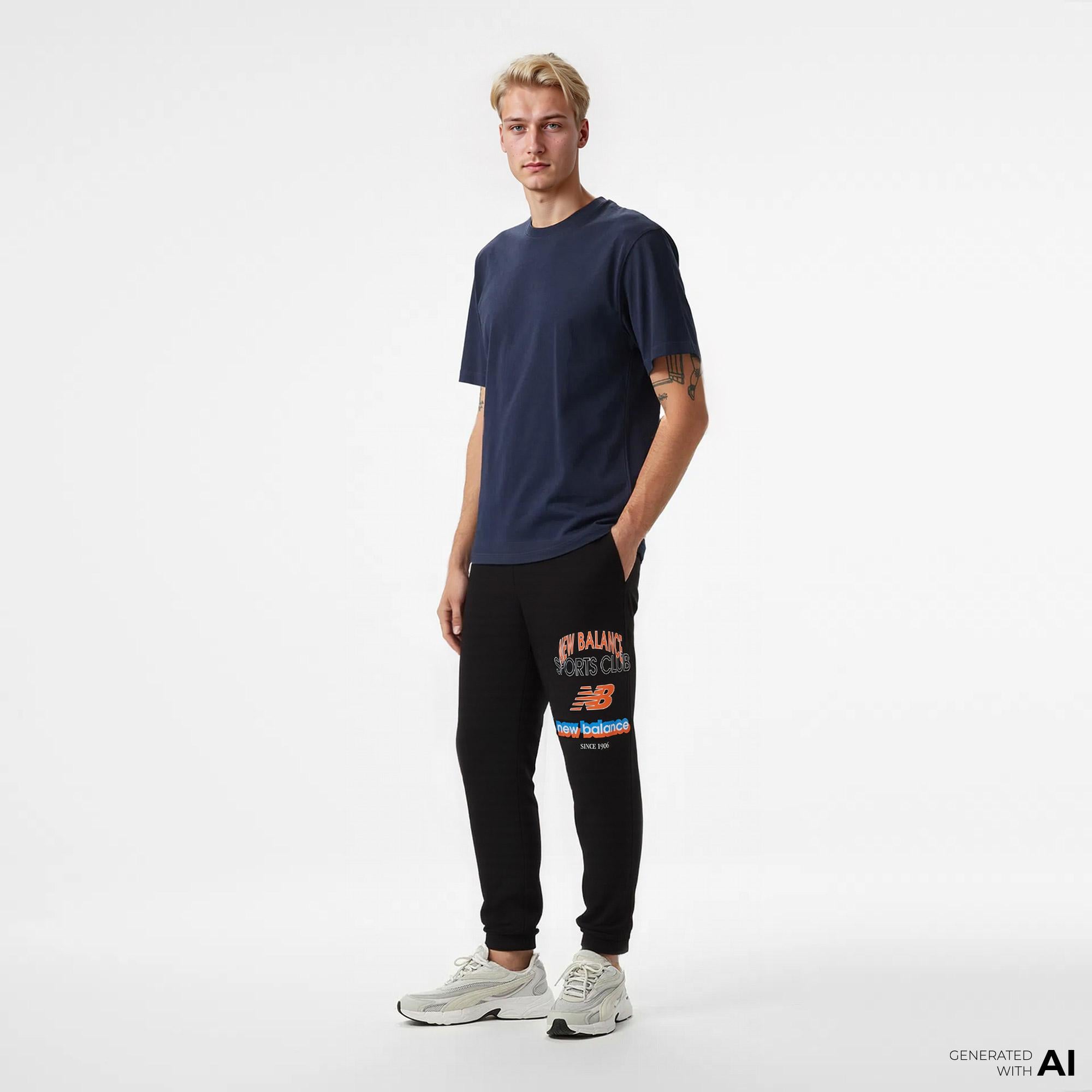 New Balance Lifestyle Erkek Siyah Eşofman Altı