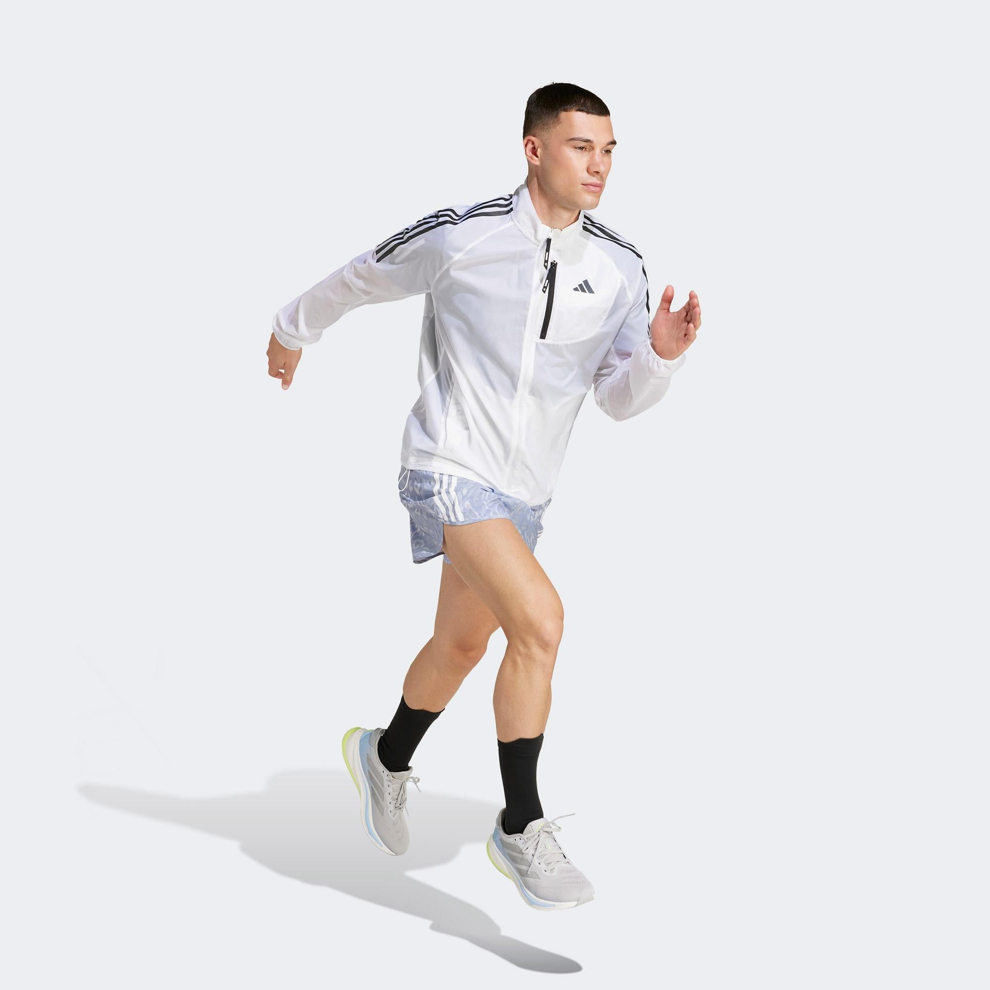 adidas Own The Run 3 Stripes Packable Erkek Beyaz Ceket
