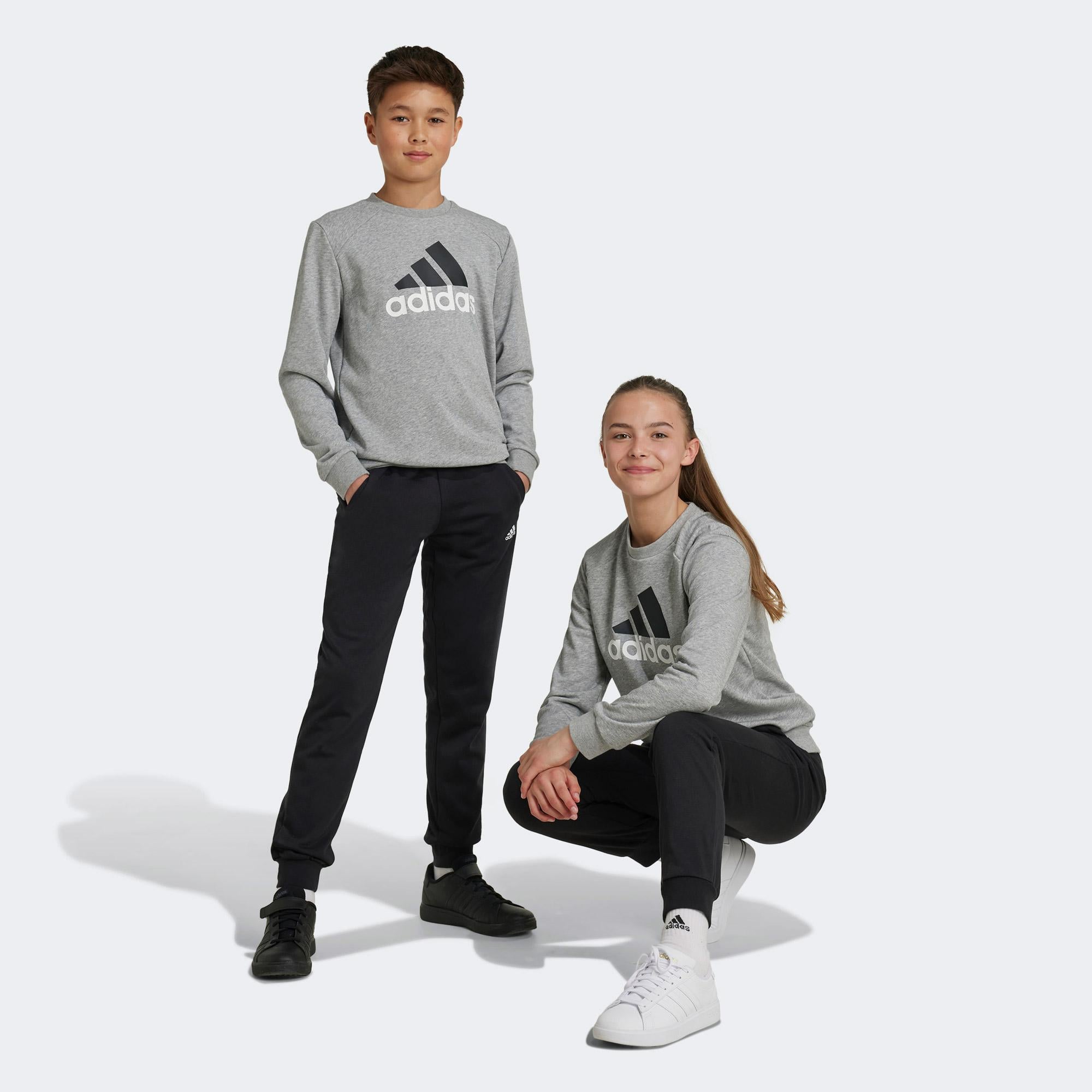 adidas Essentials Big Logo French Terry Çocuk Gri Eşofman Takımı